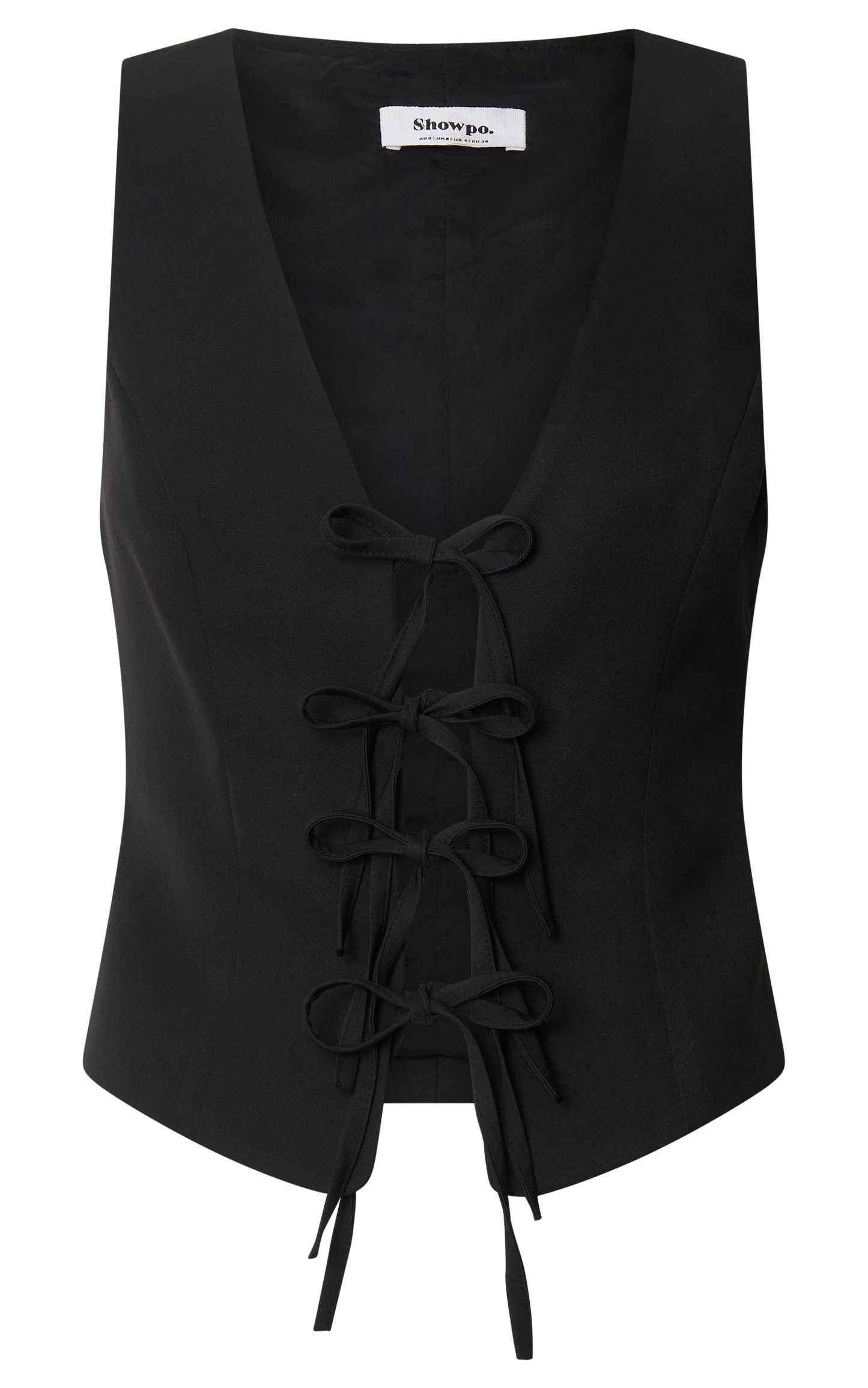 Nola Top - V Neck Front Tie Vest Top in Black