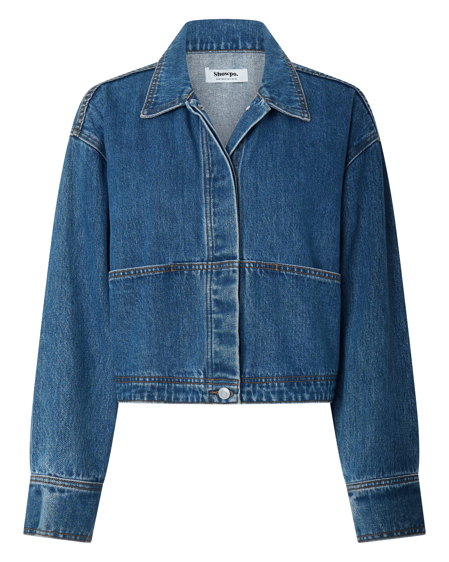 Pamela Jacket - Cropped Boxy Fit Recycled Denim Jacket in Dark Blue Wash