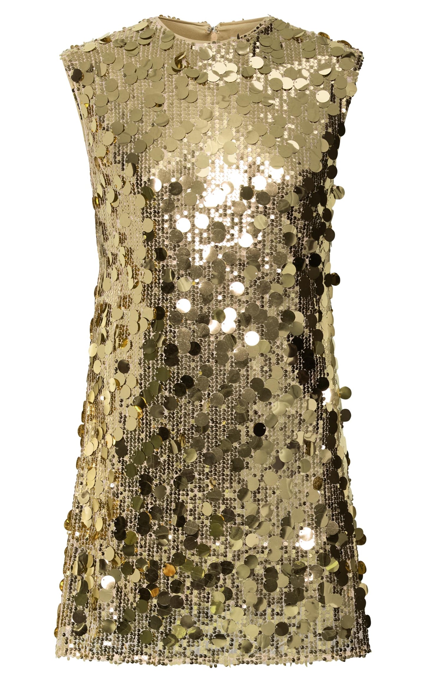 Tracy Mini Dress - Disc Sequin Shift Dress in Gold