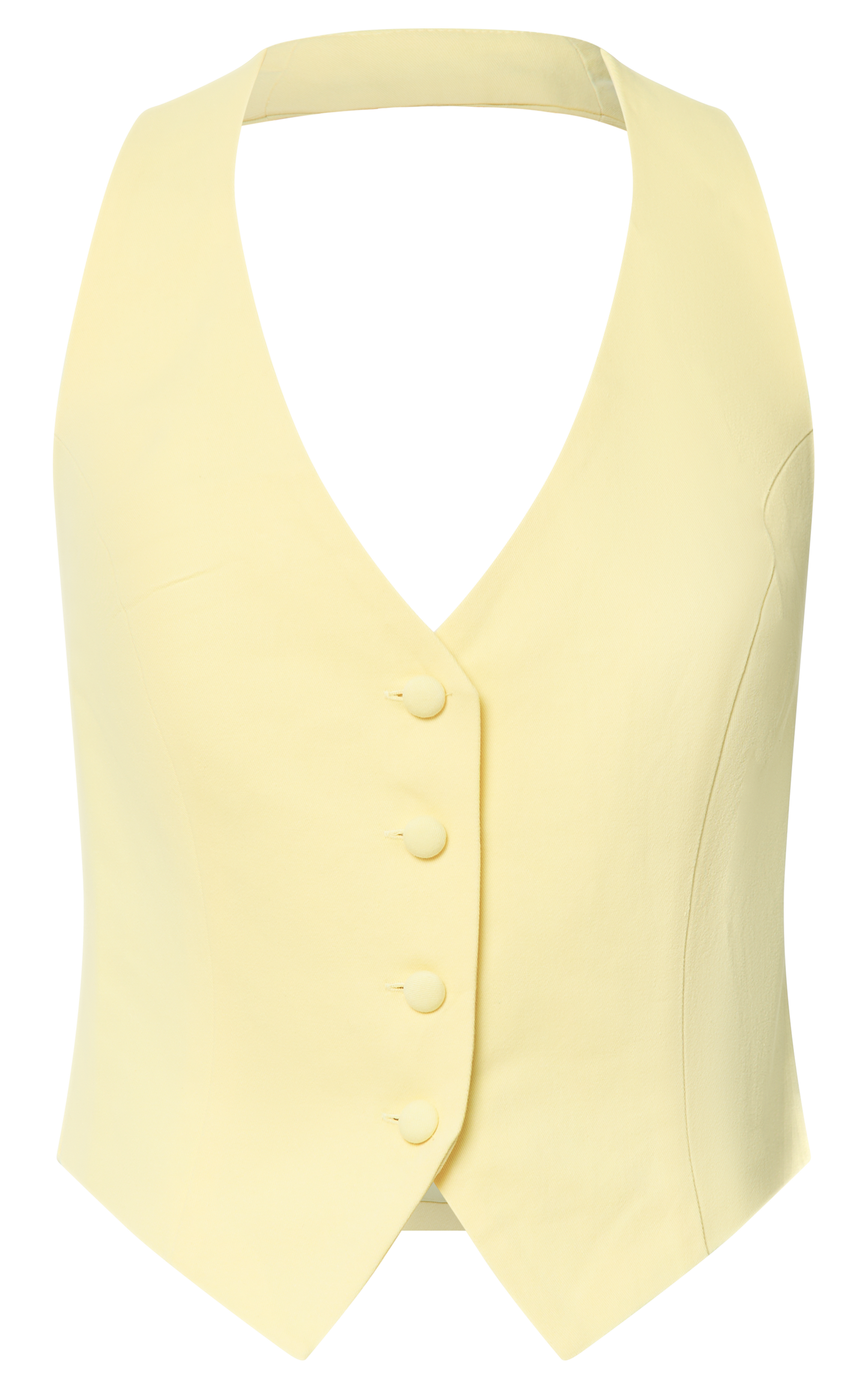 Virginia Top - Halter Neck Button Down Vest in Pastel Yellow