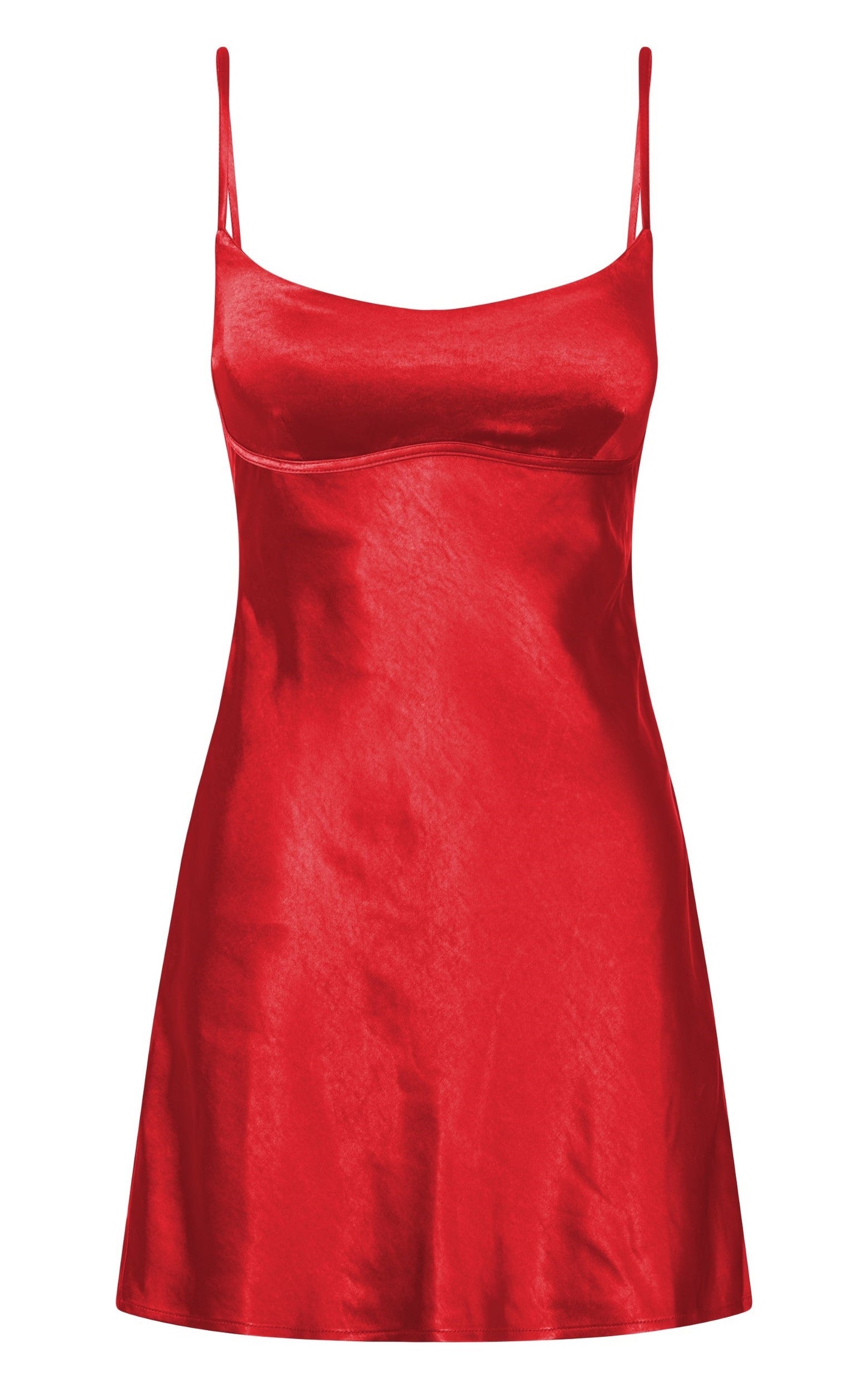 Mikaila Mini Dress - Cut Out Back Satin Slip Dress in Red