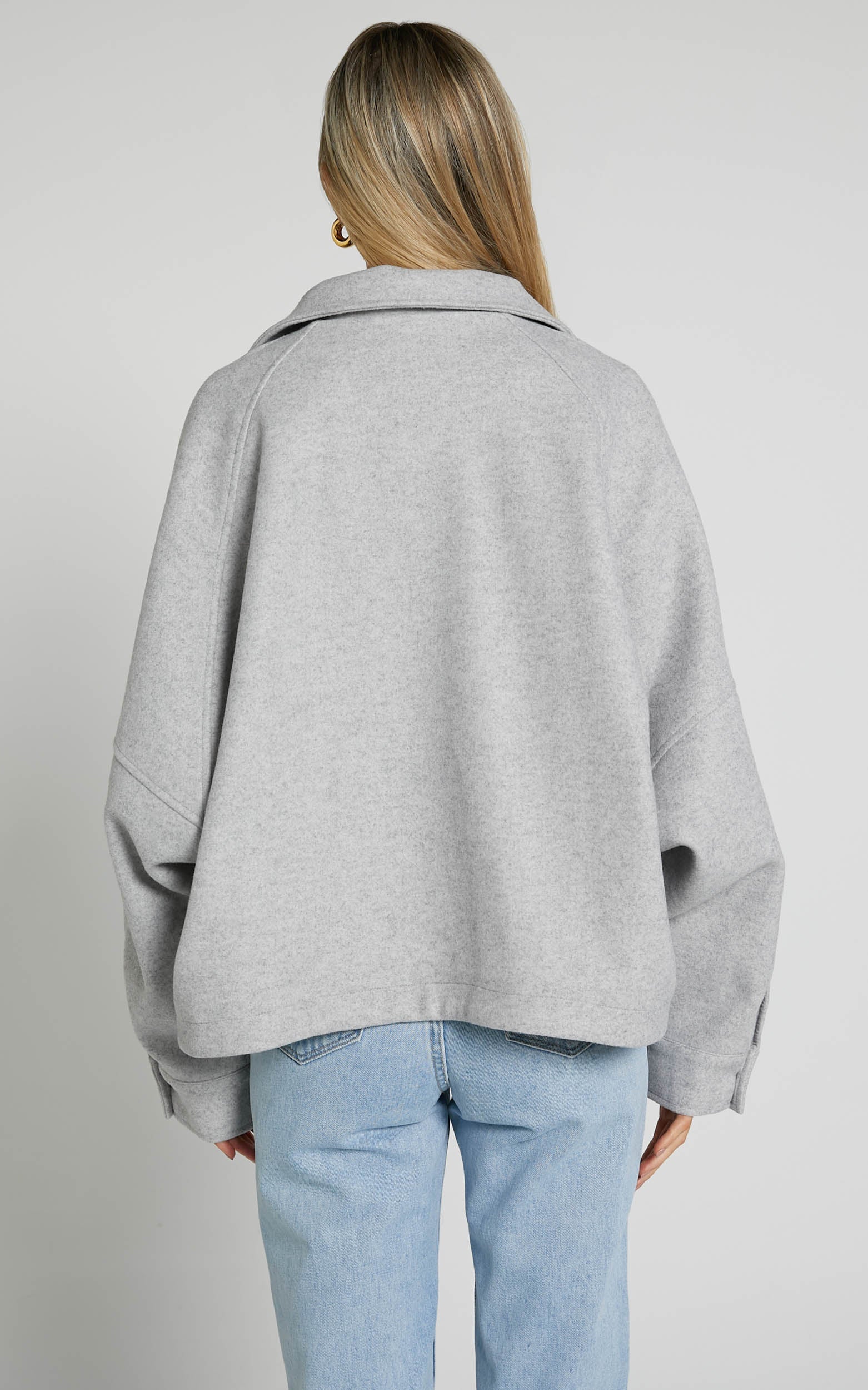 Gabriel Jacket - Oversized Patch Pocket Jacket in Snow Marle
