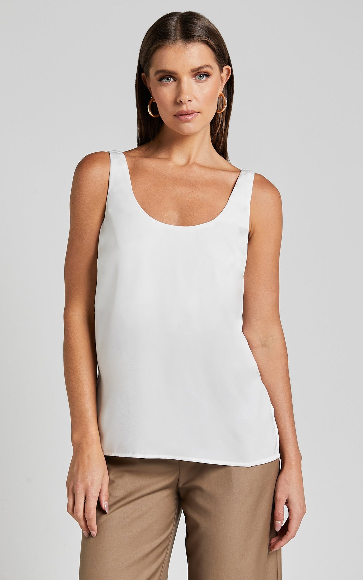 Gabriella Top - Scoop Neck Sleeveless in Ivory