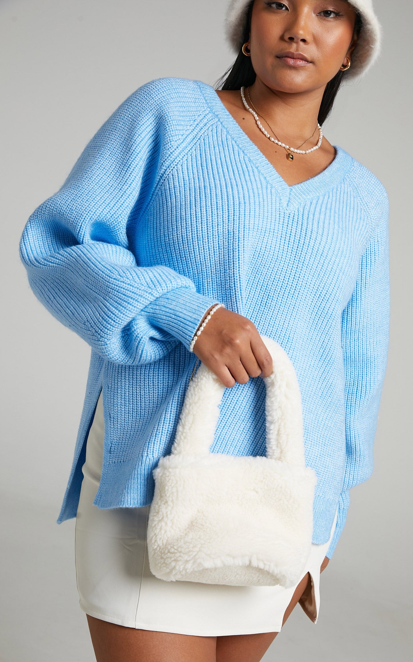 Gembel Faux Fur Bag in Cream
