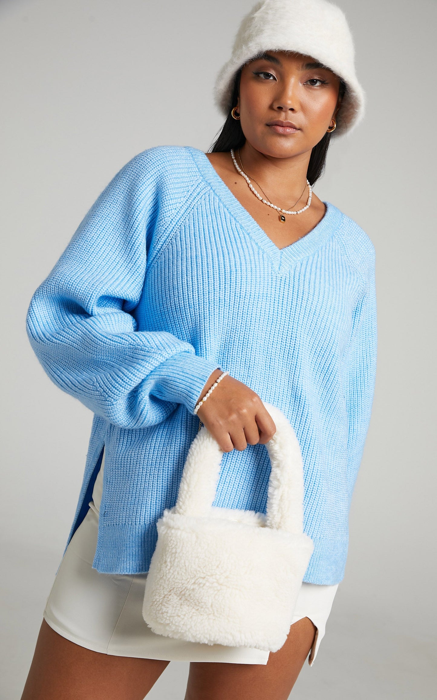 Gembel Faux Fur Bag in Cream