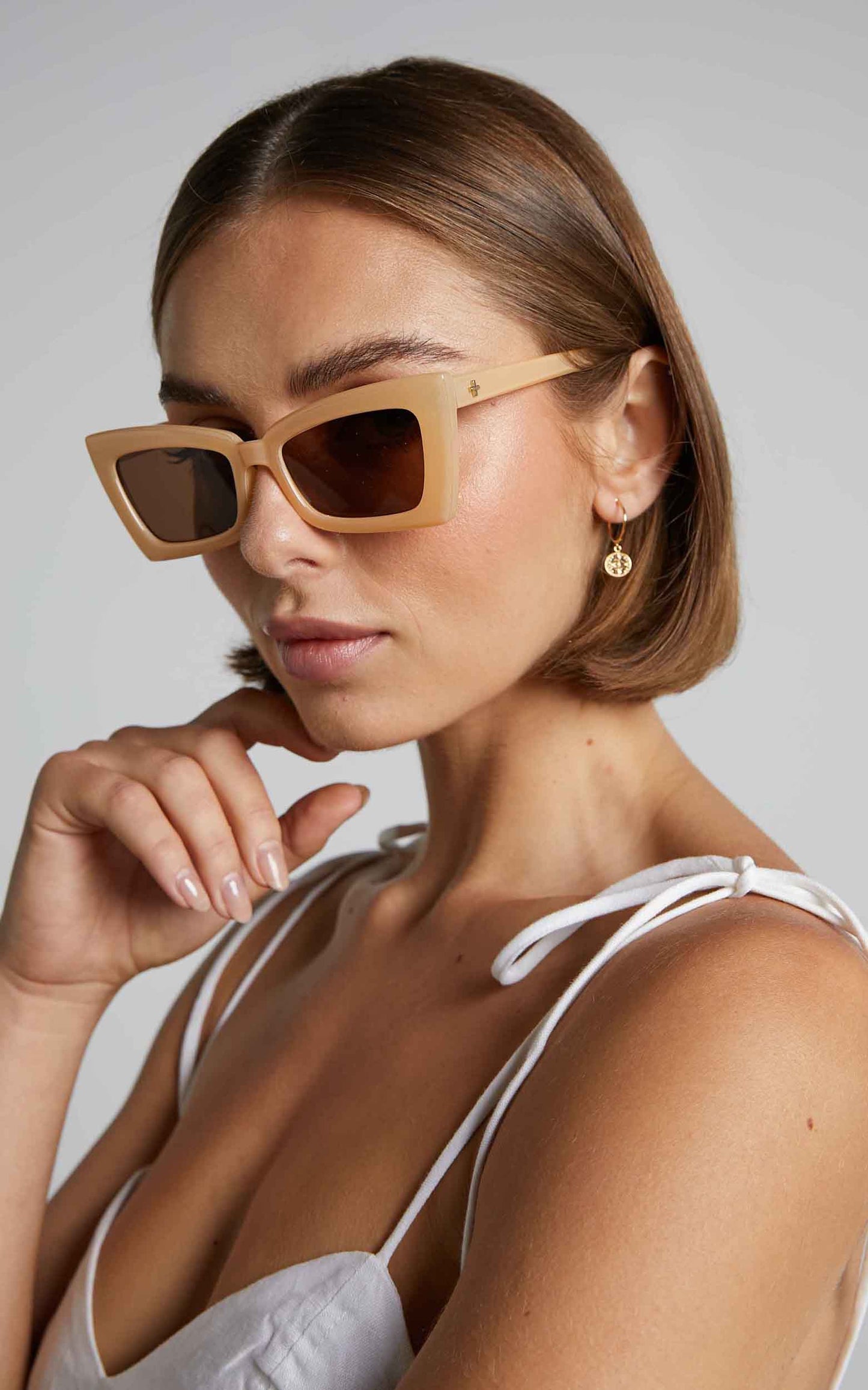 Peta and Jain - Gemini Sunglasses in Milky Nougat Frame / Brown Mono Lens