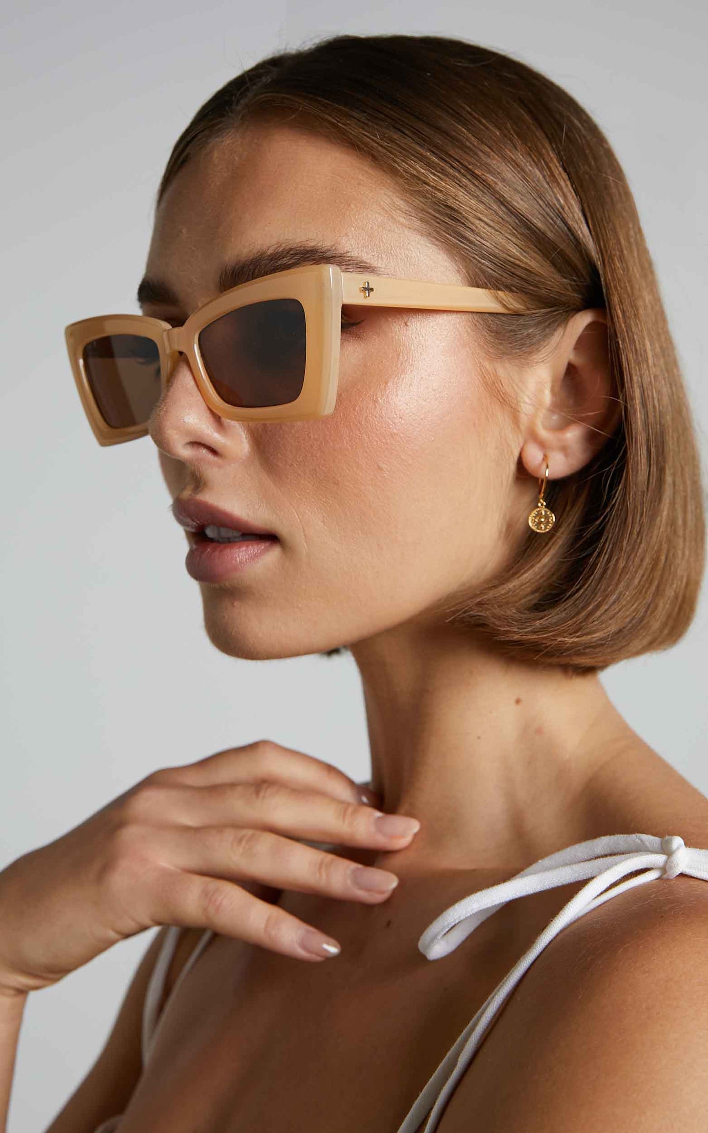 Peta and Jain - Gemini Sunglasses in Milky Nougat Frame / Brown Mono Lens