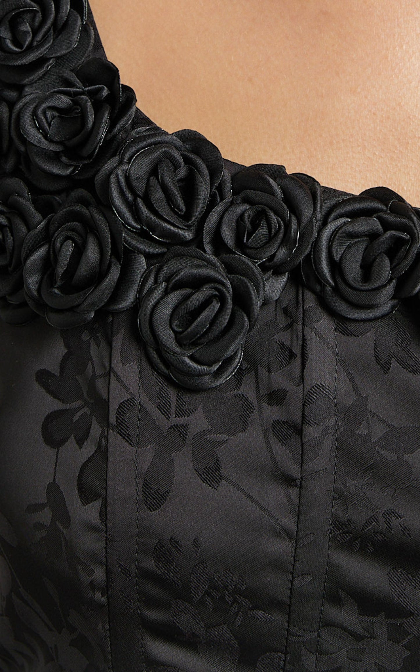 Gemma Top - One Shoulder Rosette Detail Top in Black