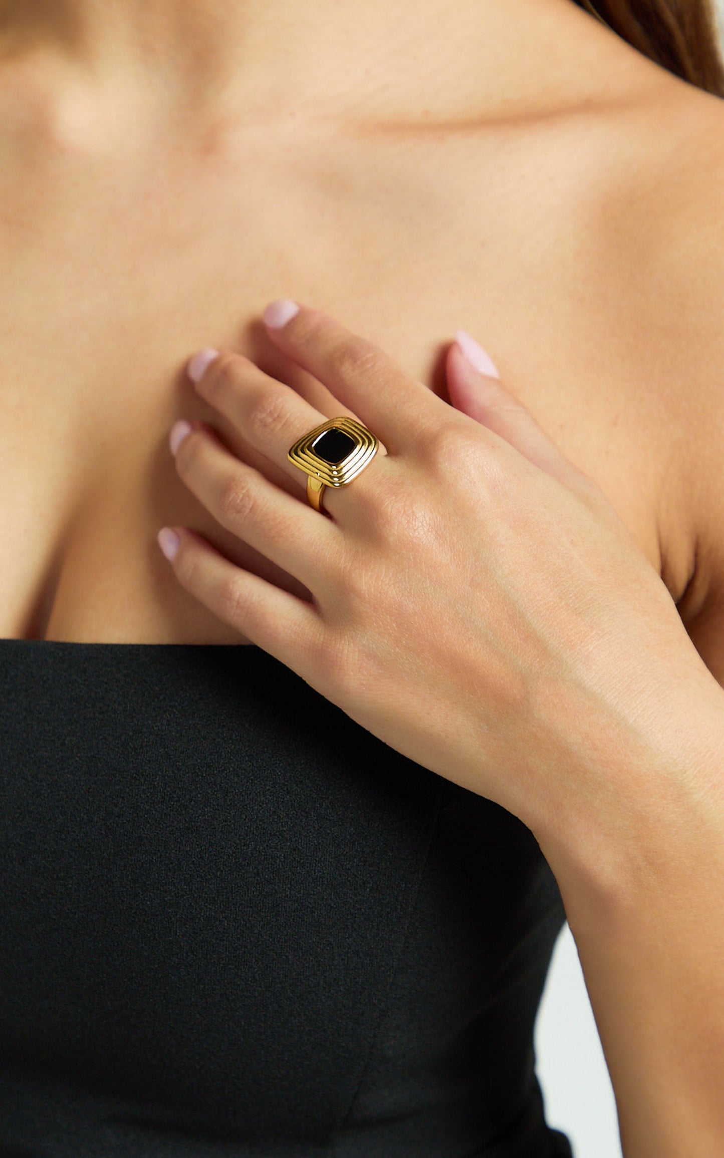 Gena Ring - Square Ring in Gold