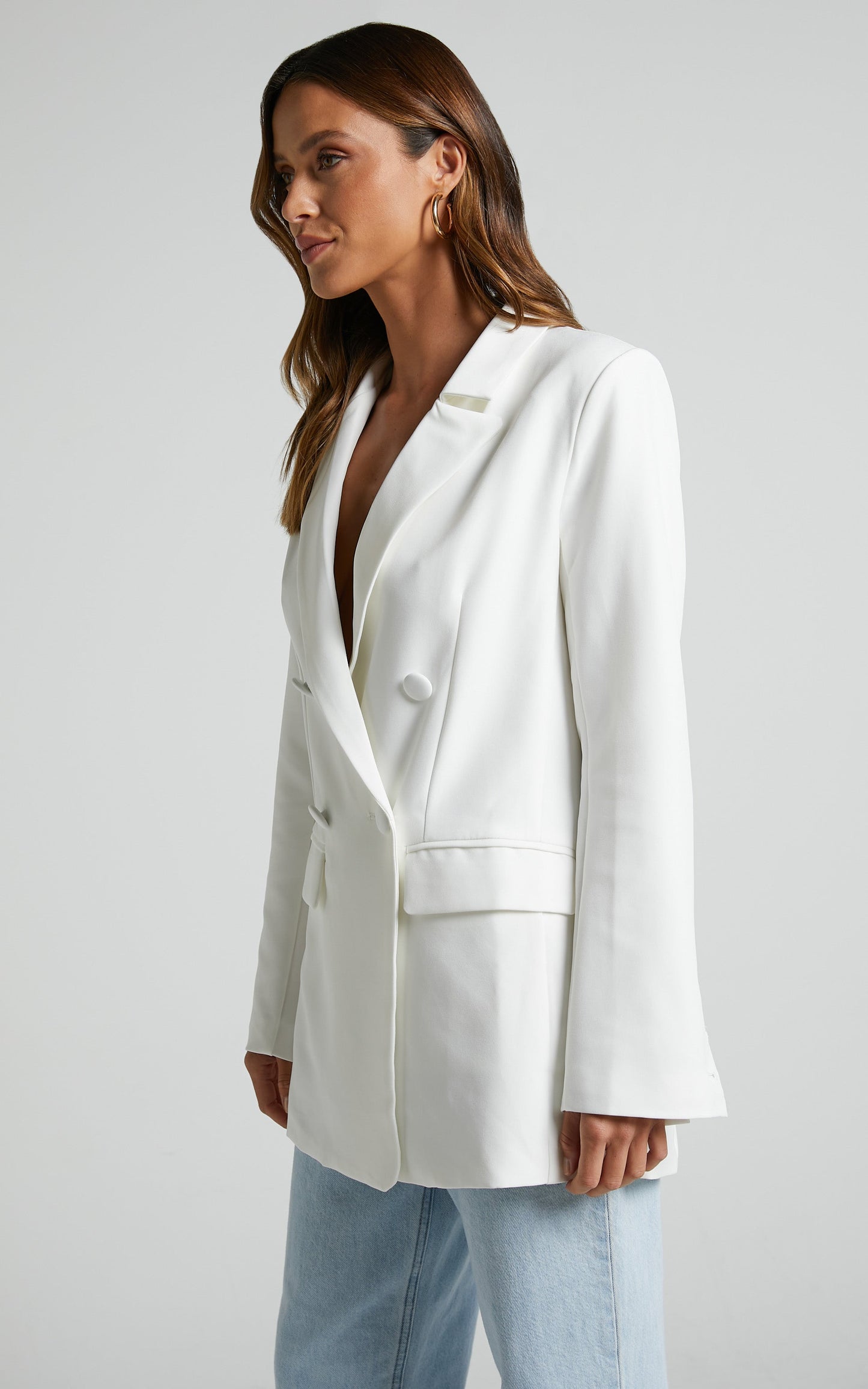 Genelyn Blazer - Double Breasted Blazer in White