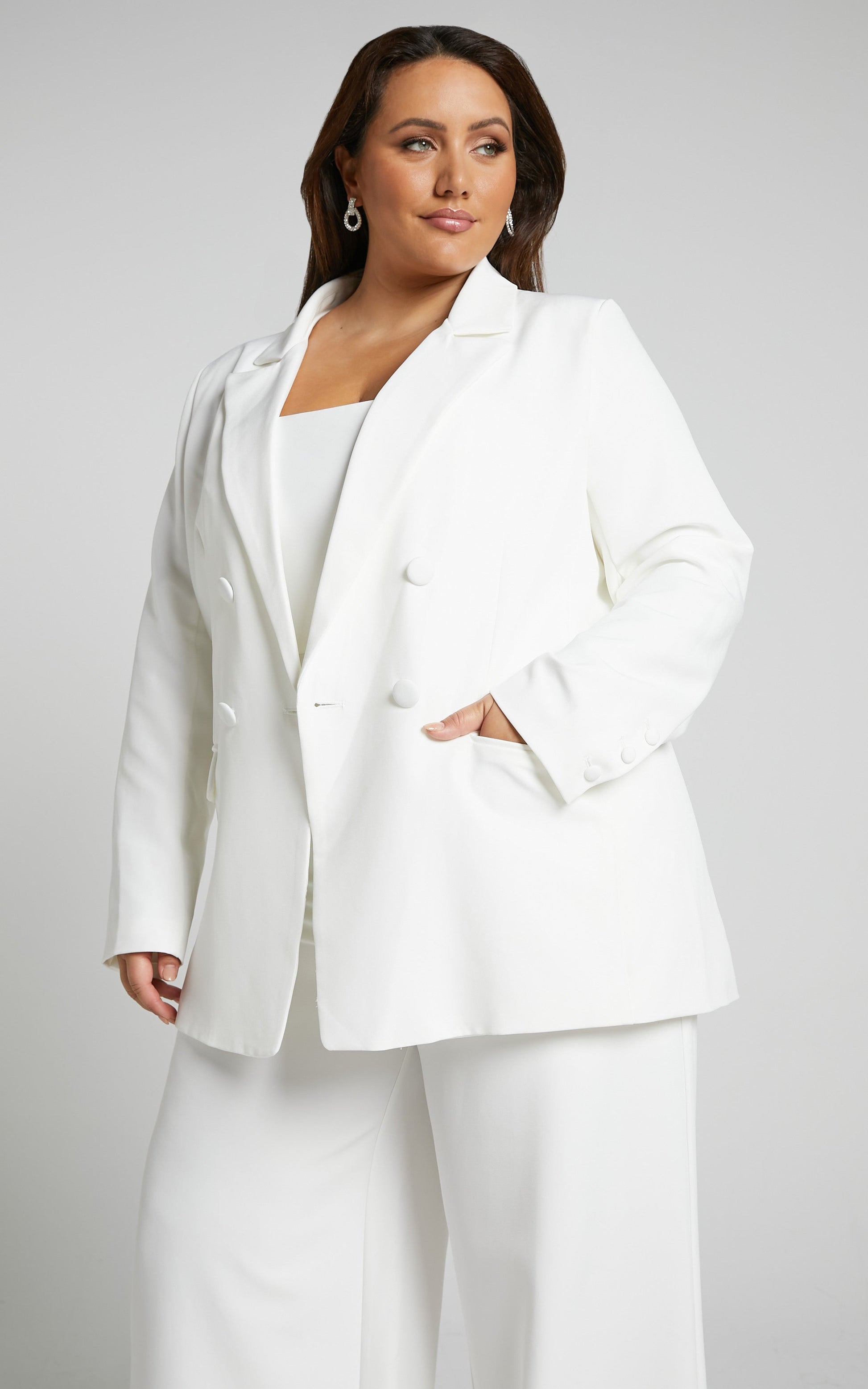 Genelyn Blazer - Double Breasted Blazer in White