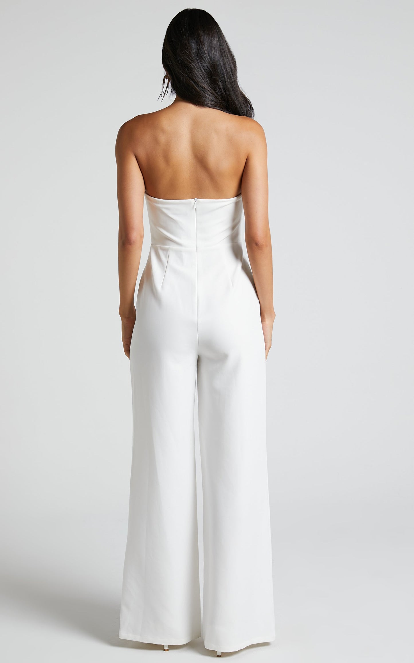 Genelyn Bridal Jumpsuit - Strapless Wide Leg Jumpsuit in White