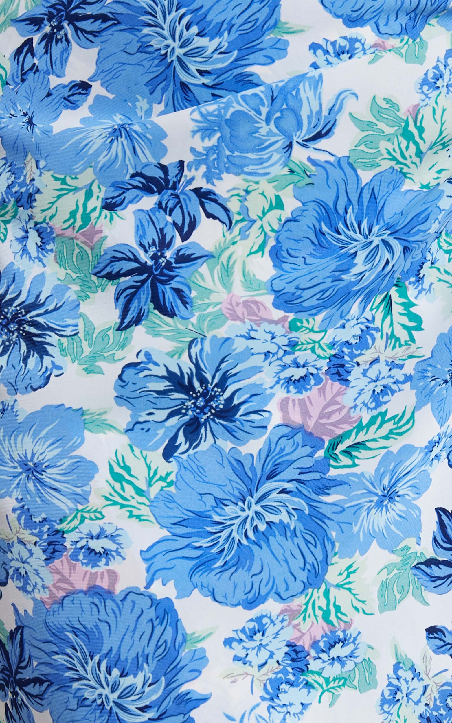 Geneve Printed Plunge Crop Top in Geneve Blue Floral