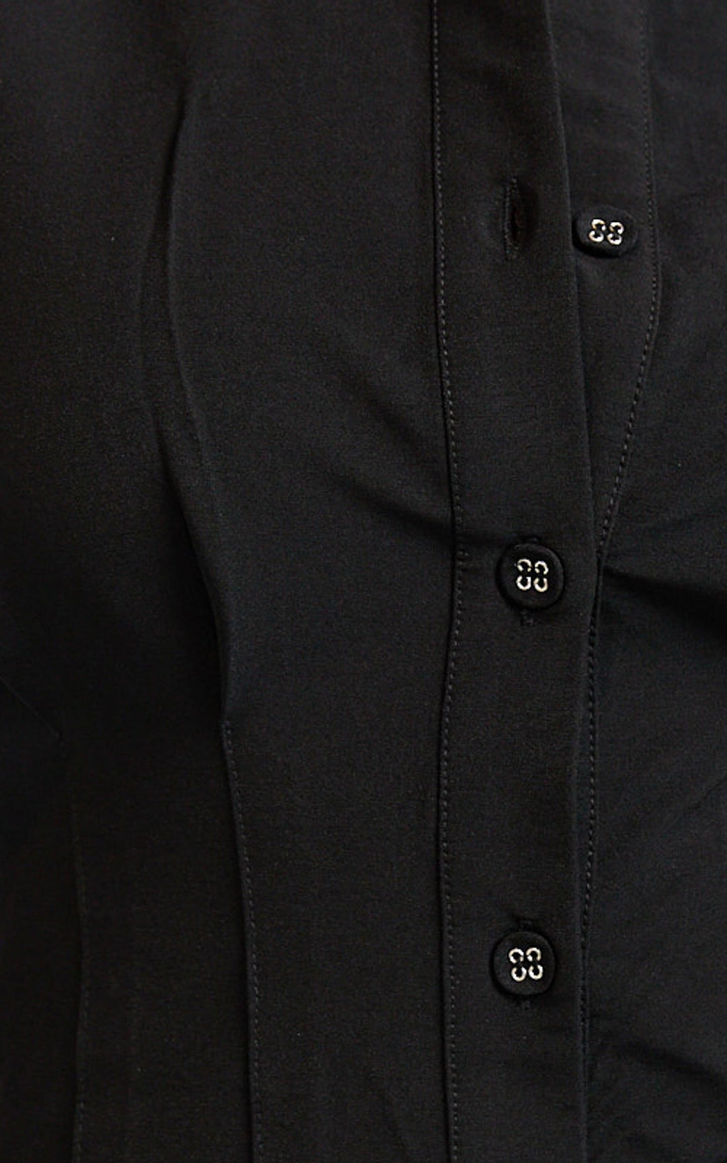 Genevieve Midi Dress - Slim Shirt Dress in Black