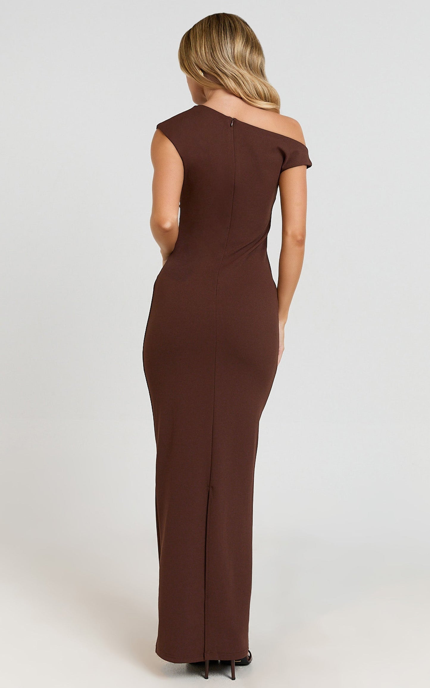 Genie Maxi Dress - Off The Shoulder Dress in Chocolate