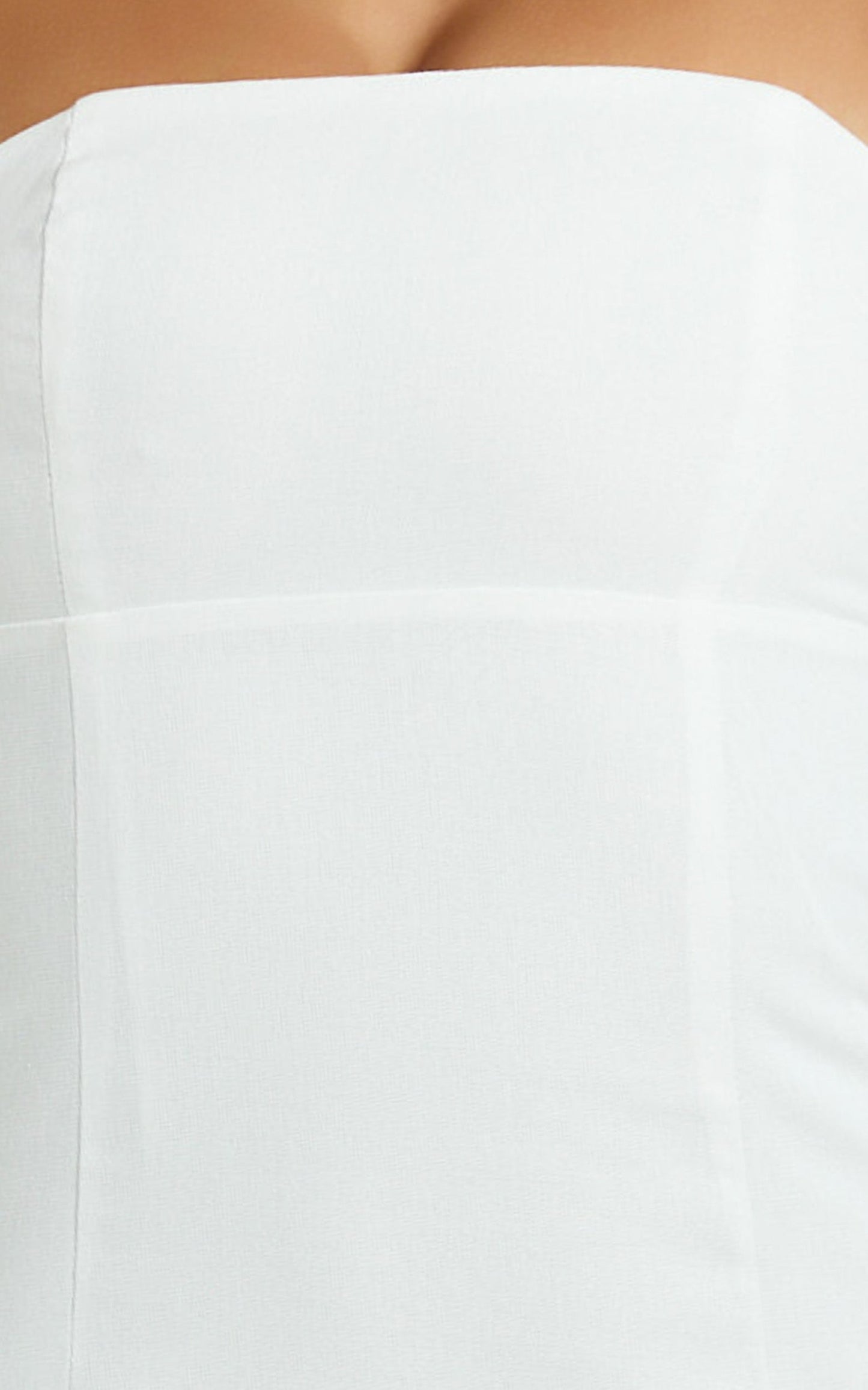 Genni Midi Dress - Strapless A Line Linen Blend Dress in White