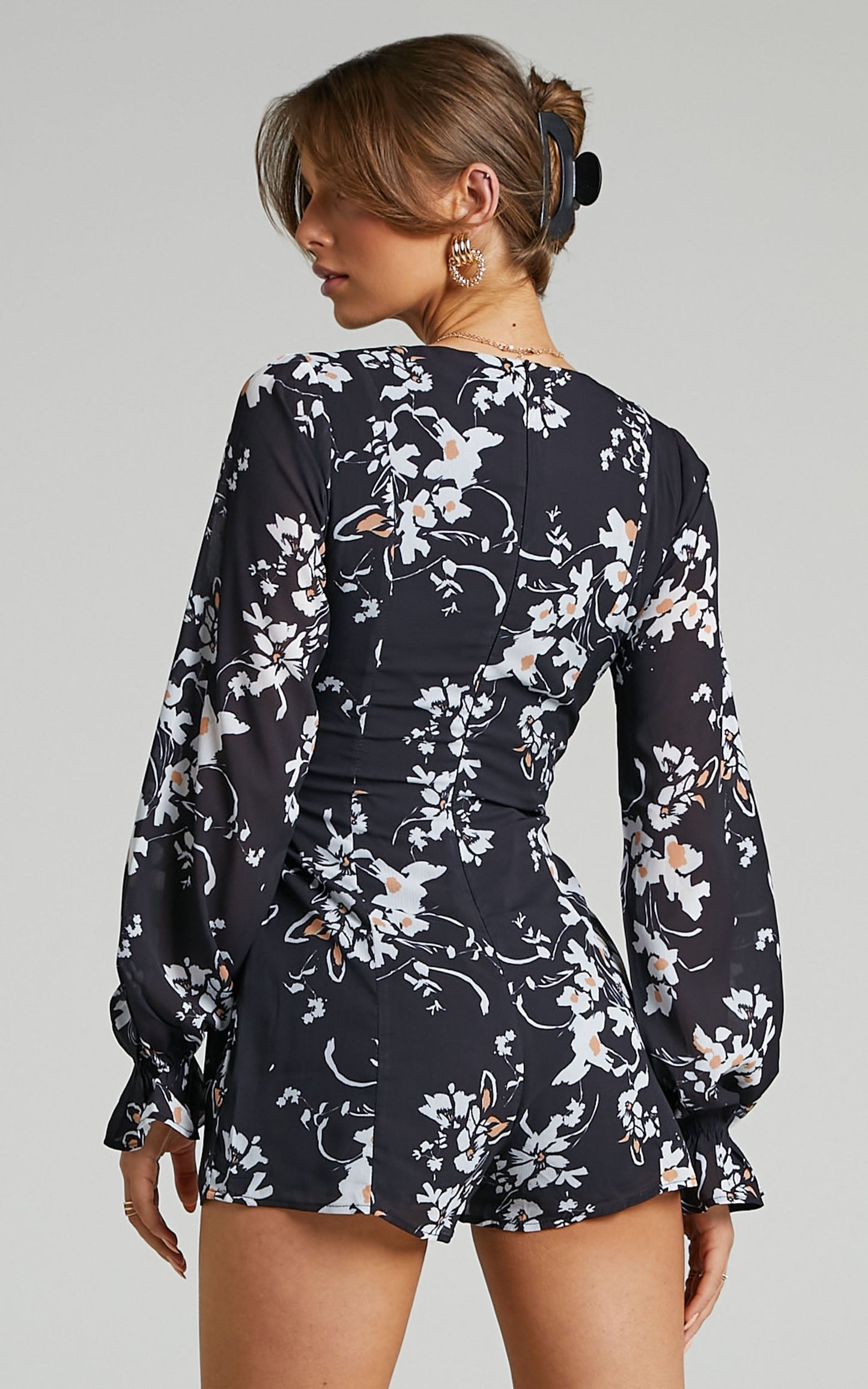 Gennie Shift Playsuit in Black Floral