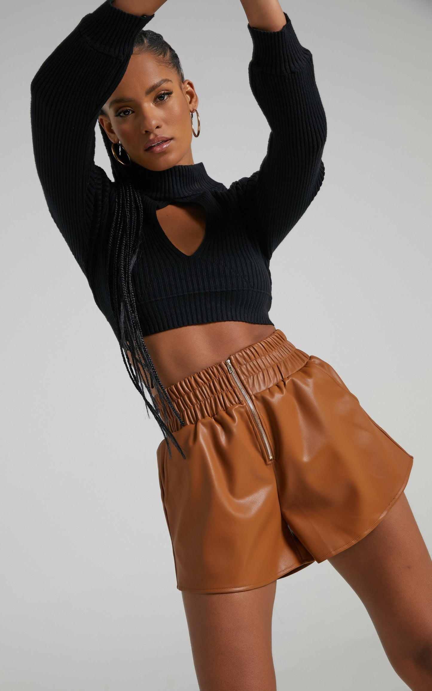 Gerdet Shorts in Brown Leatherette