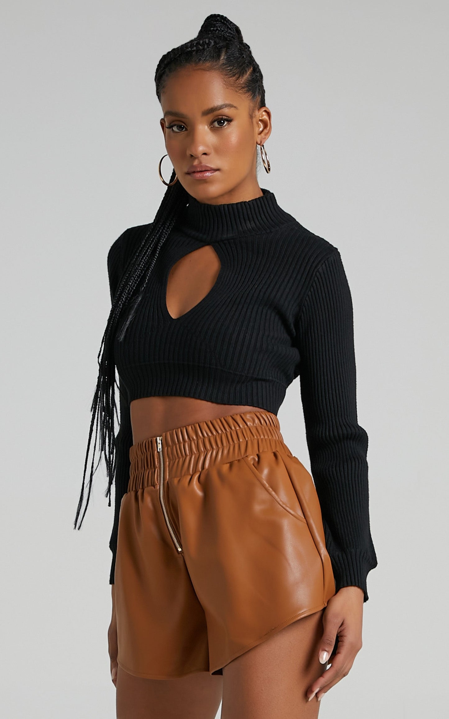 Gerdet Shorts in Brown Leatherette
