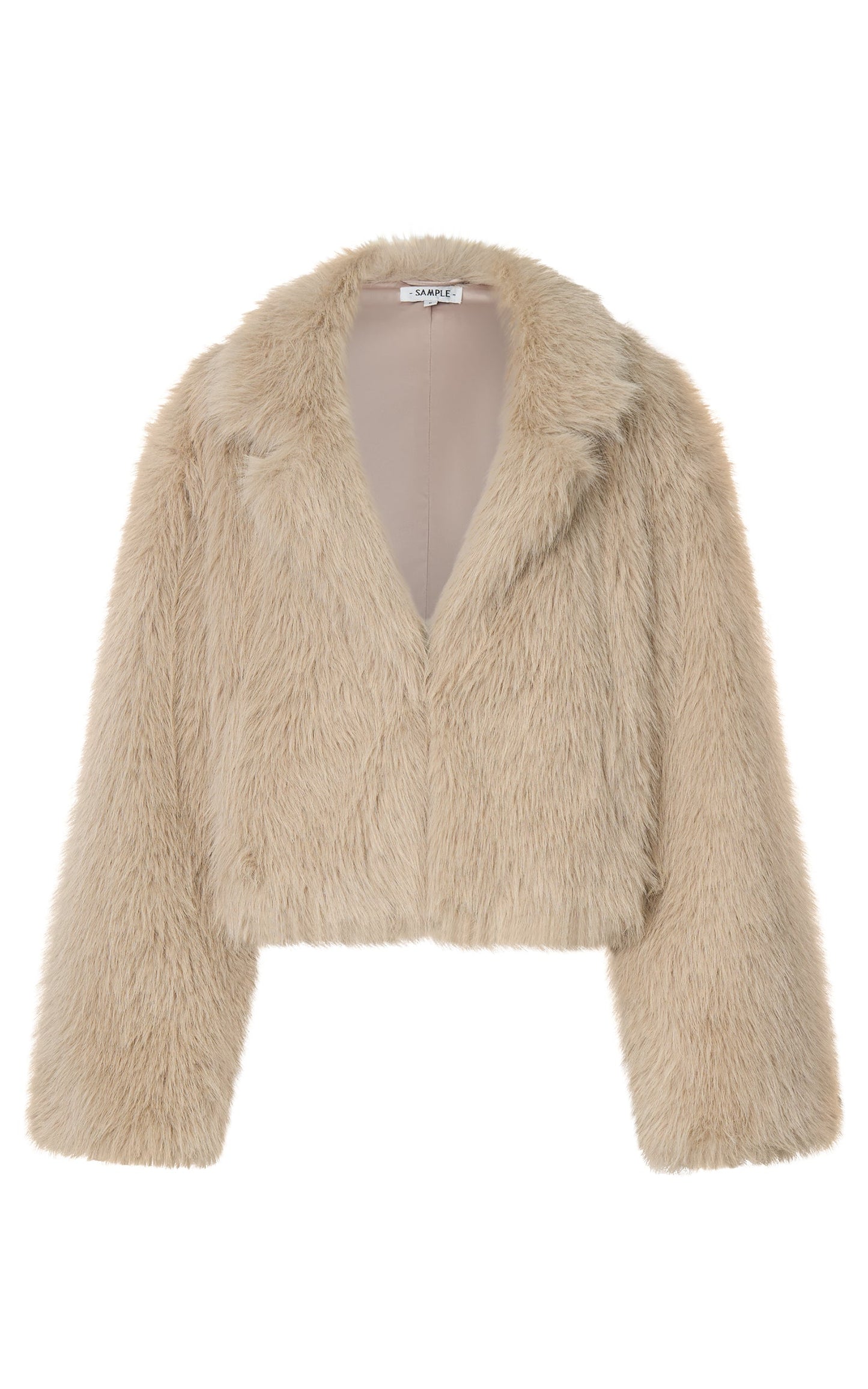 Charisse Coat - Oversized Crop Faux Fur Coat in Light Brown