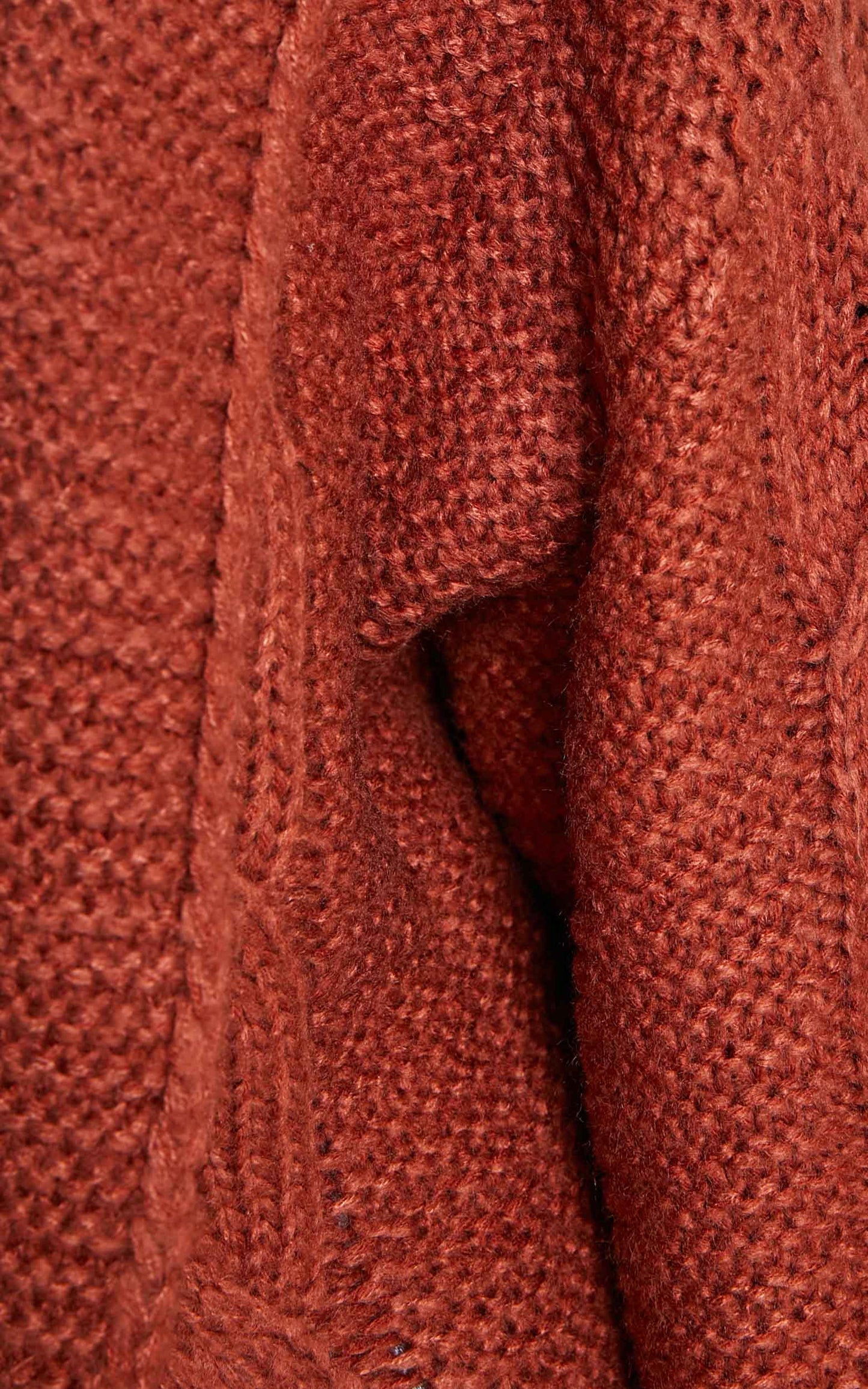 Gisella Chunky Cable Longline Knit Cardigan in Rust