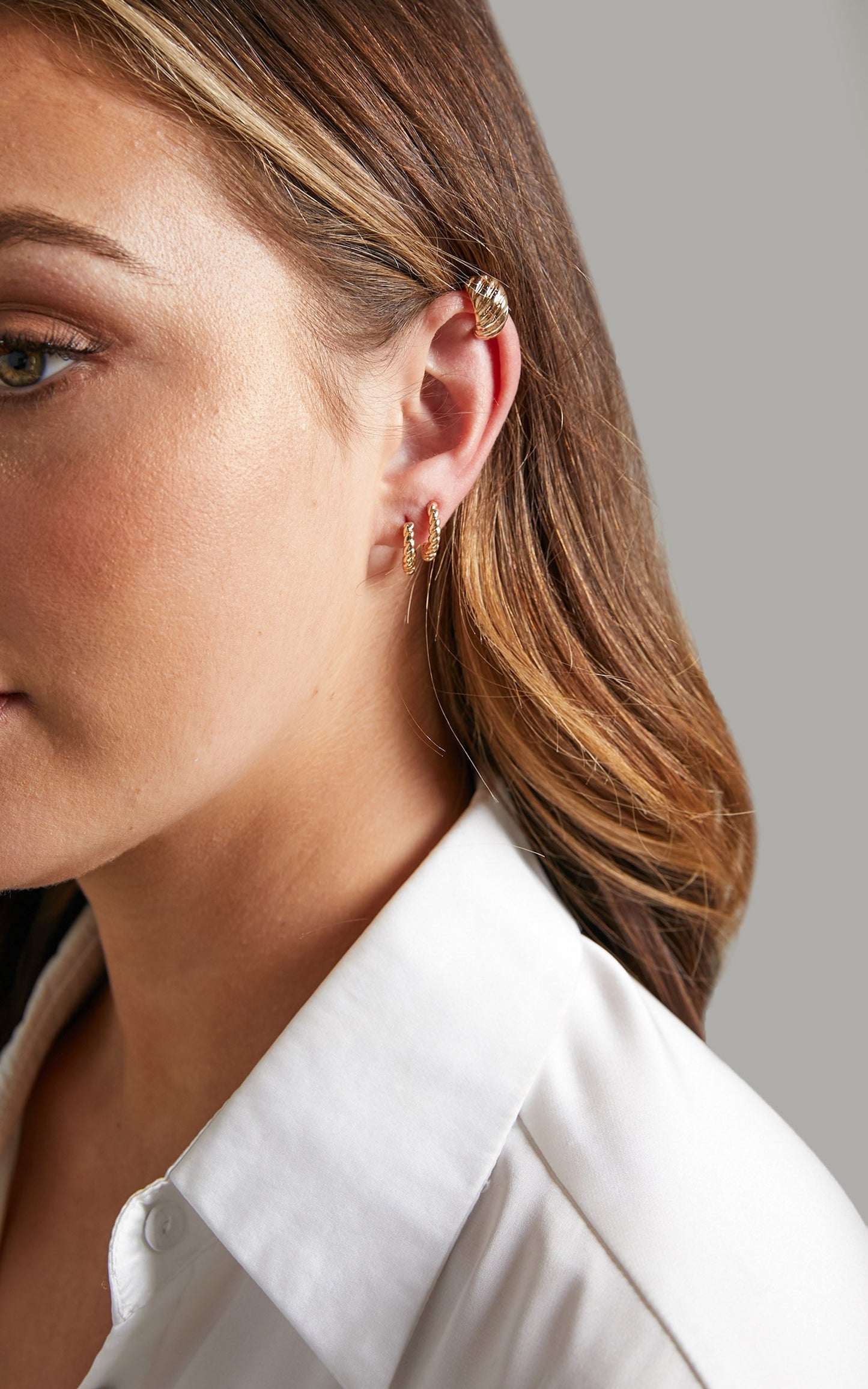 Glynae Twisted Hoop Earrings - Pack of 4 in Gold