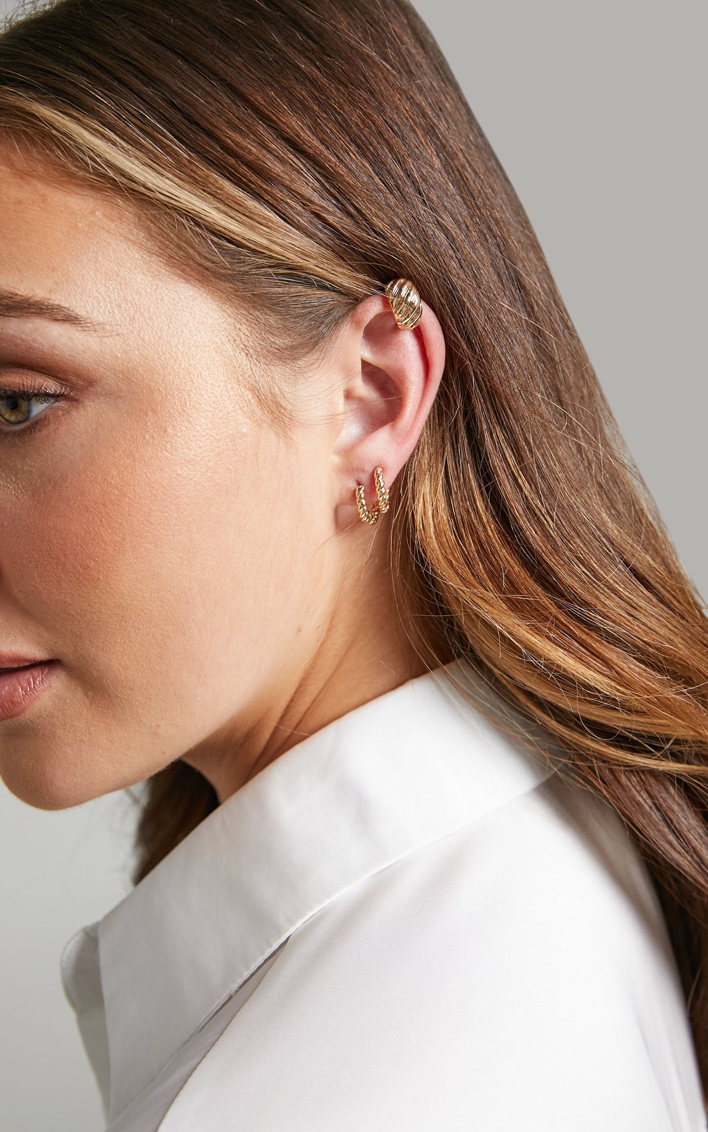 Glynae Twisted Hoop Earrings - Pack of 4 in Gold