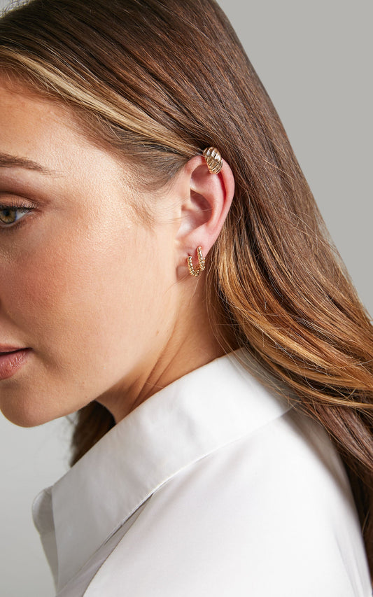 Glynae Twisted Hoop Earrings - Pack of 4 in Gold