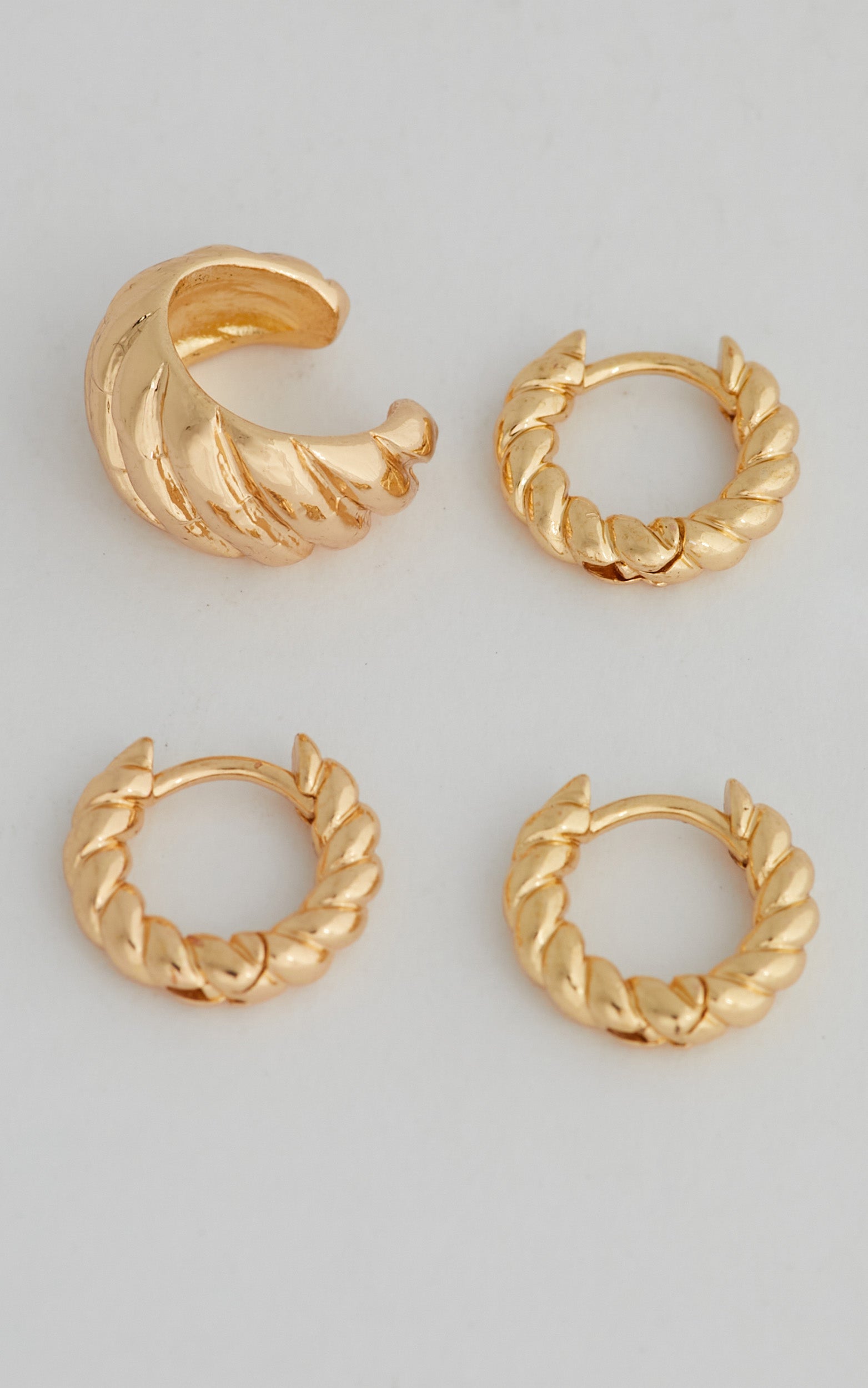 Glynae Twisted Hoop Earrings - Pack of 4 in Gold