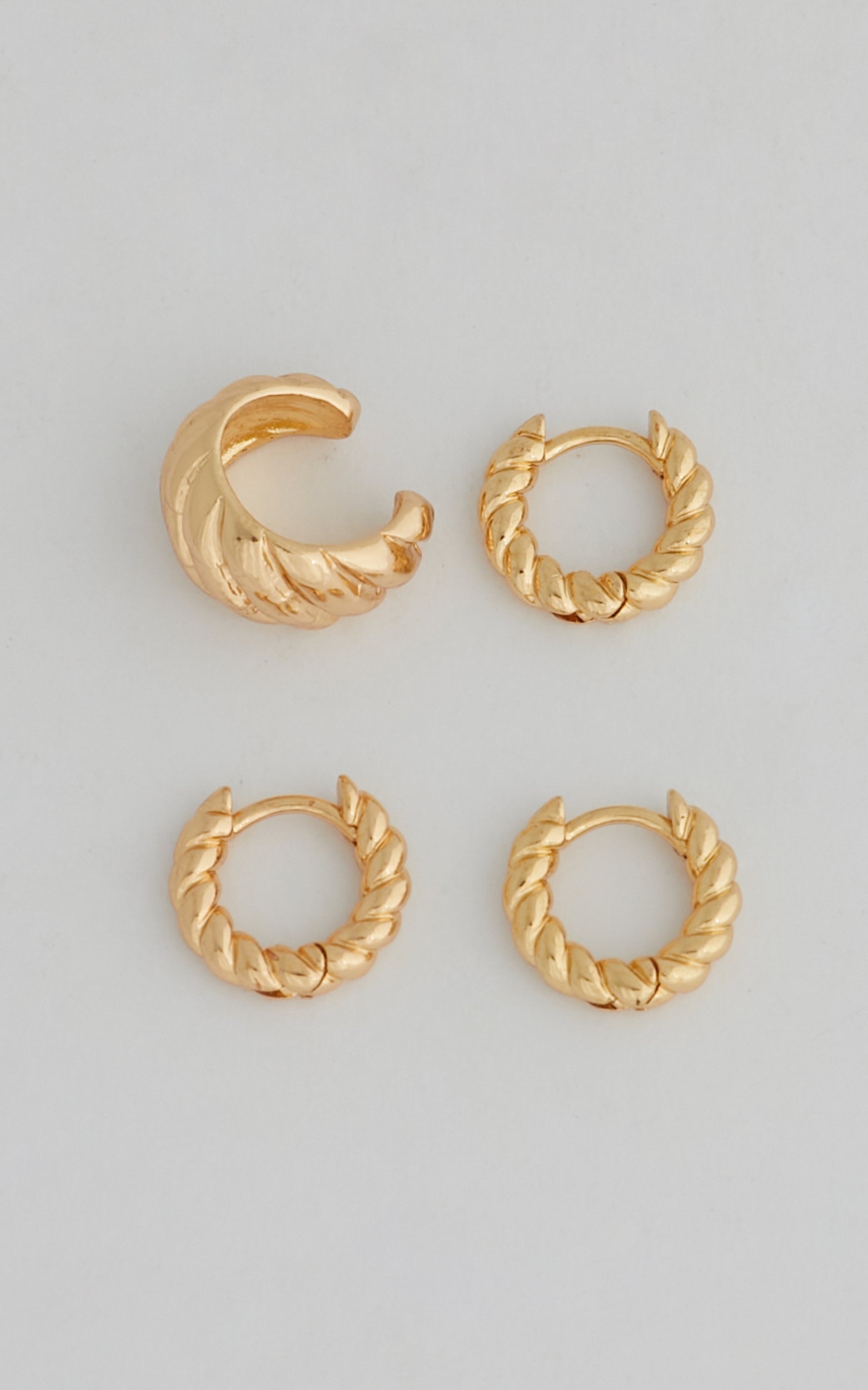 Glynae Twisted Hoop Earrings - Pack of 4 in Gold