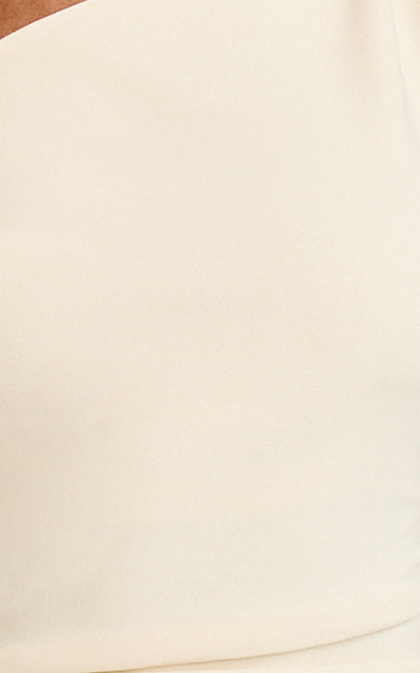 Goldie Mini Dress - Tipped Off Shoulder Cap Sleeve Ruched Fitted Ruffle Hem Skirt Dress in Off White
