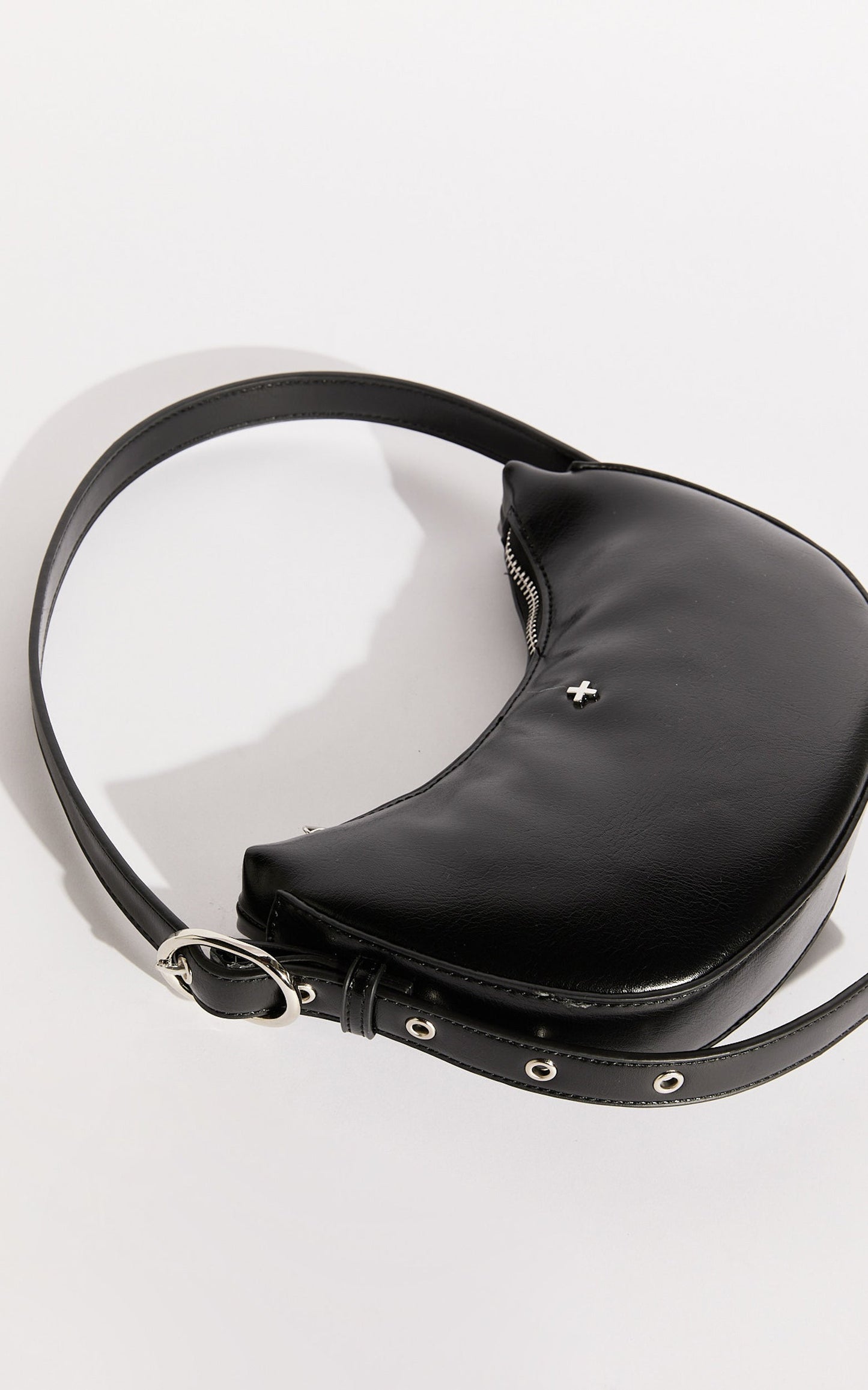 Goldie Shoulder Bag in Black PU