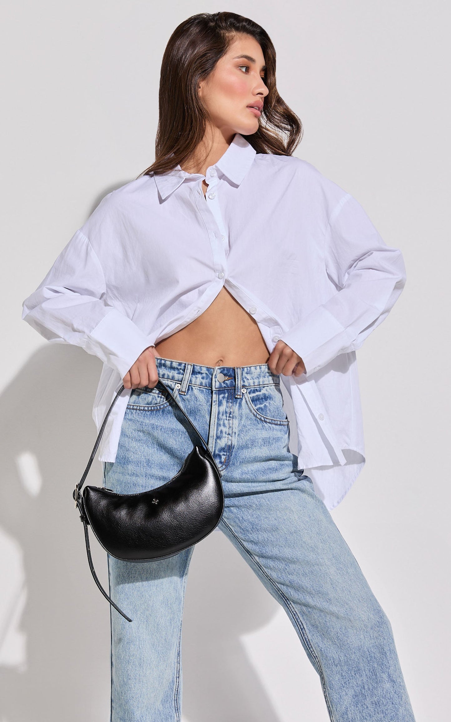 Goldie Shoulder Bag in Black PU