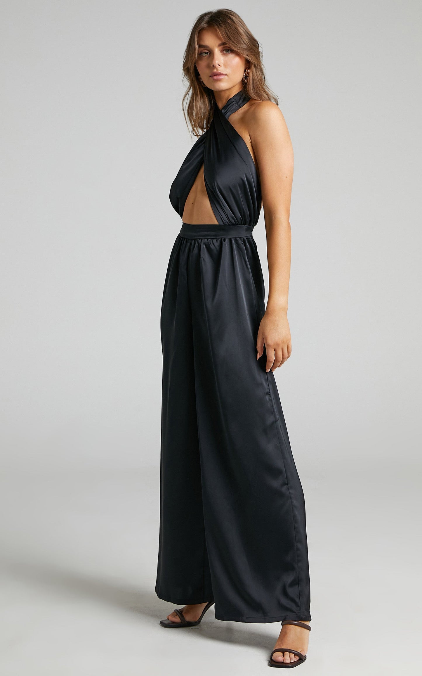 Good Life Jumpsuit in Black Satin