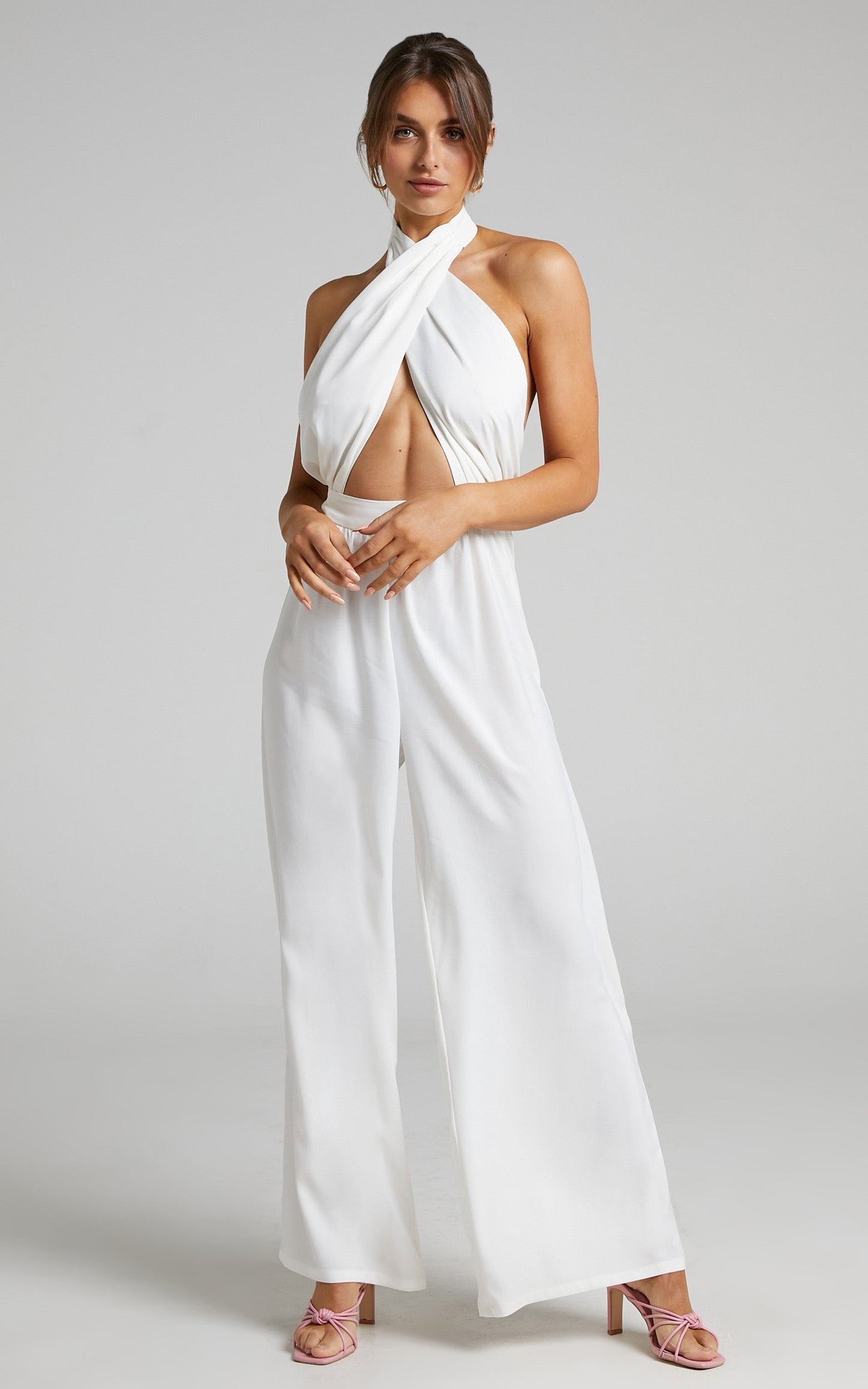 Good Life Jumpsuit in White Satin