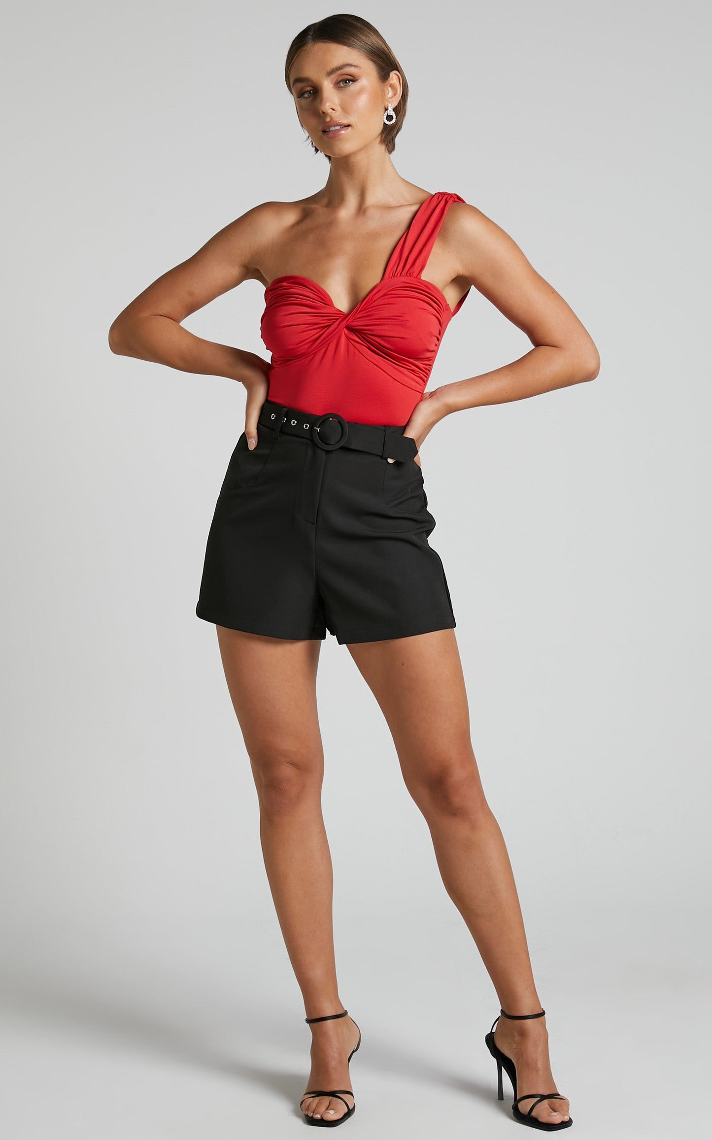 Armanda Shorts - High Waisted Belted Shorts in Black