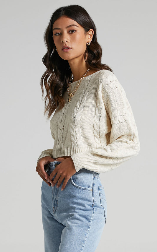 Gwenna Knit Jumper in Beige