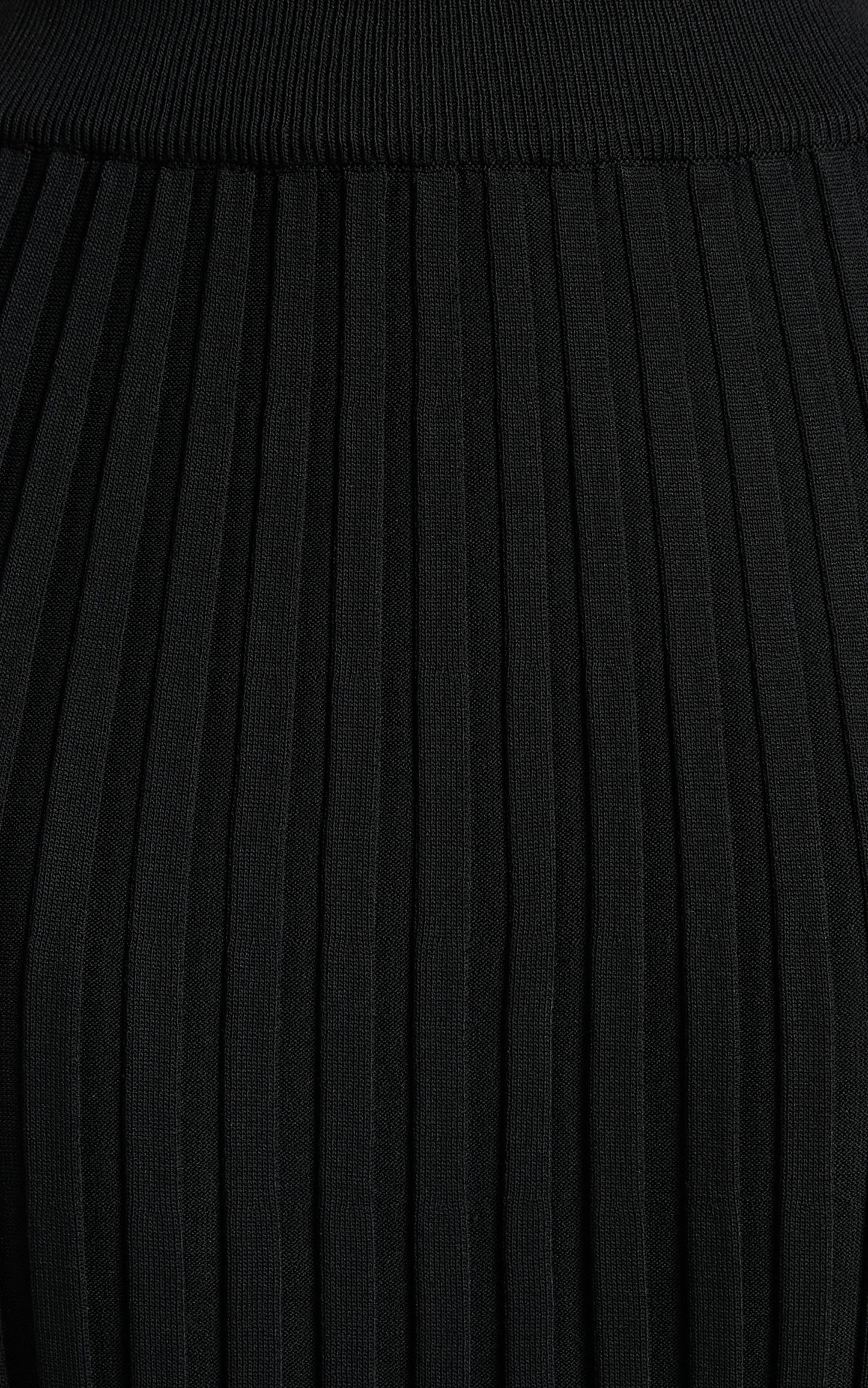 Hadid Midi Skirt - High Waisted Knit Skirt in Black