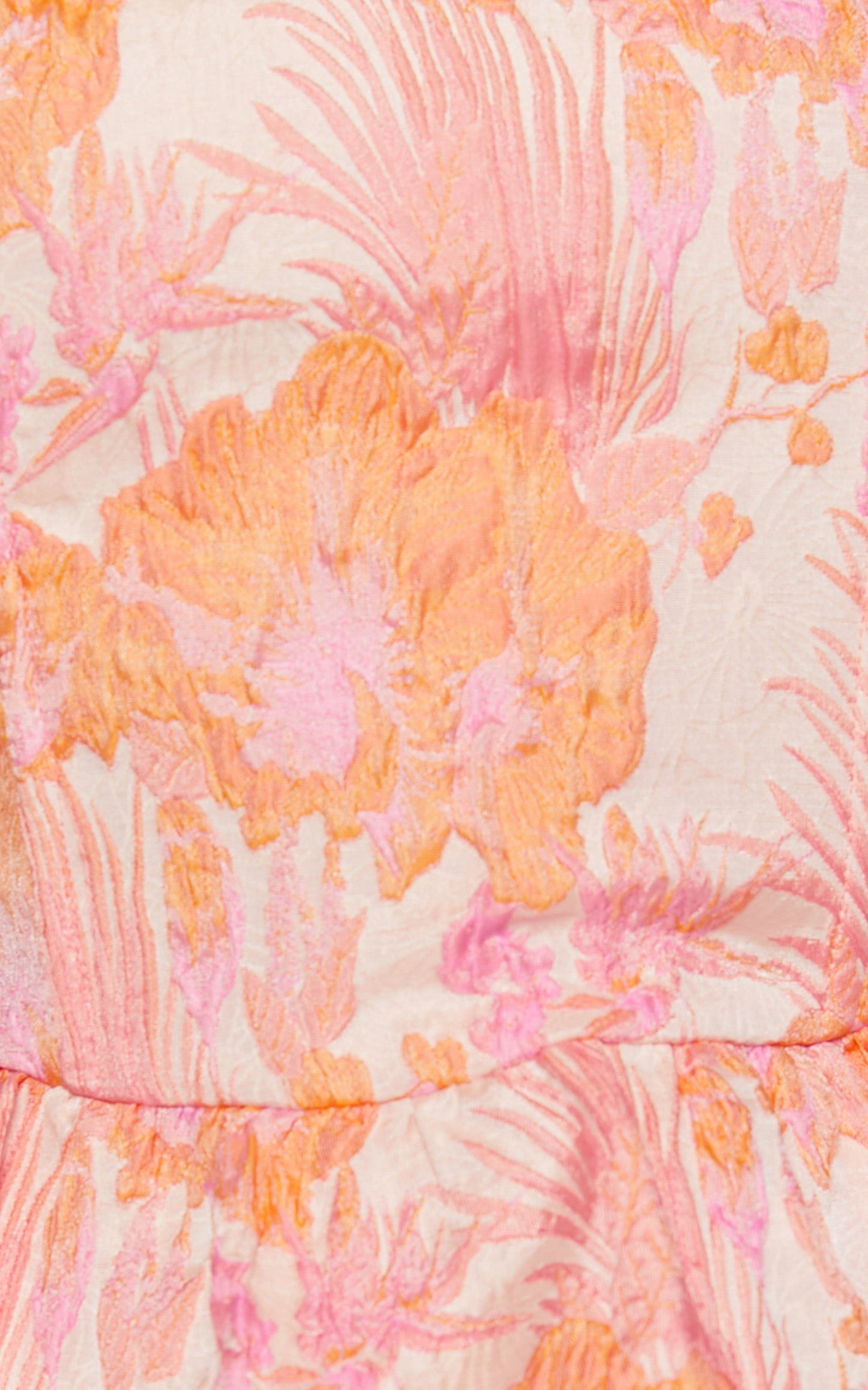 Hailey Top - Jacquard Strapless Peplum Top in Pink & Orange