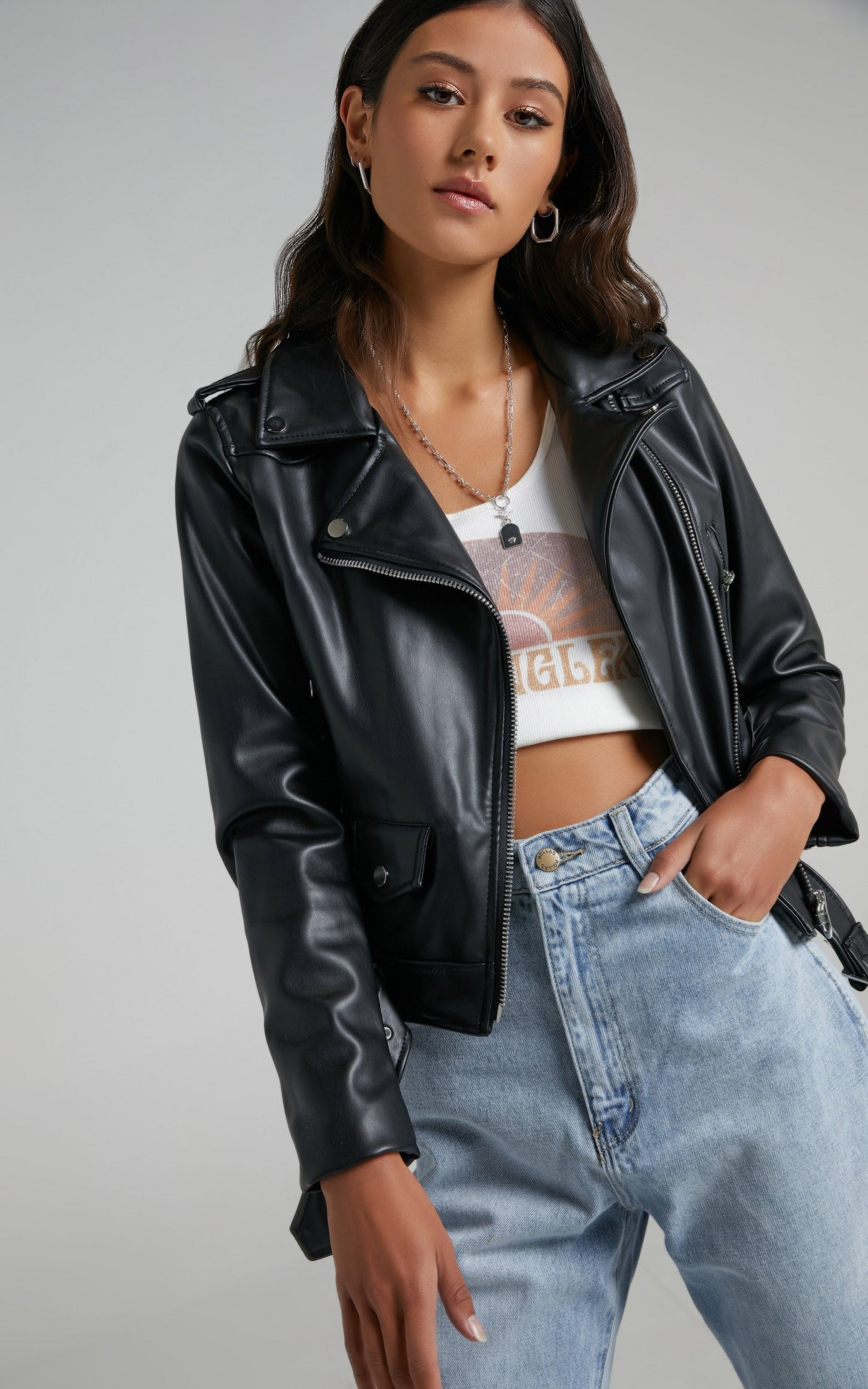 Hallie Jacket in Black Leatherette