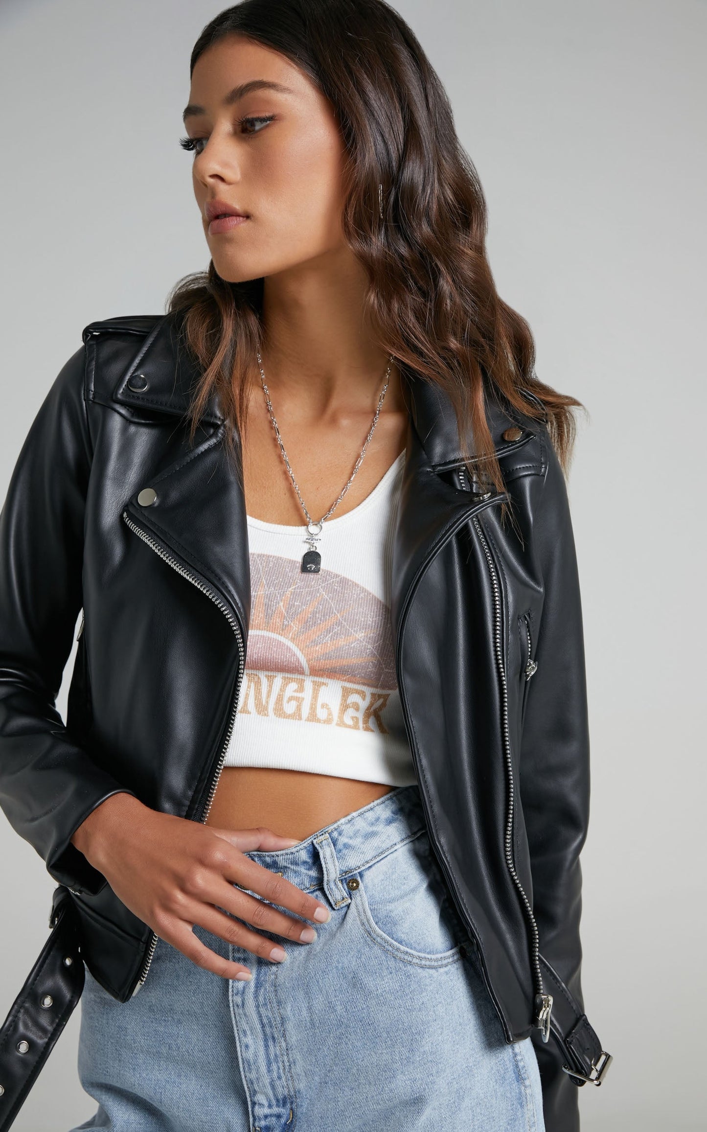 Hallie Jacket in Black Leatherette