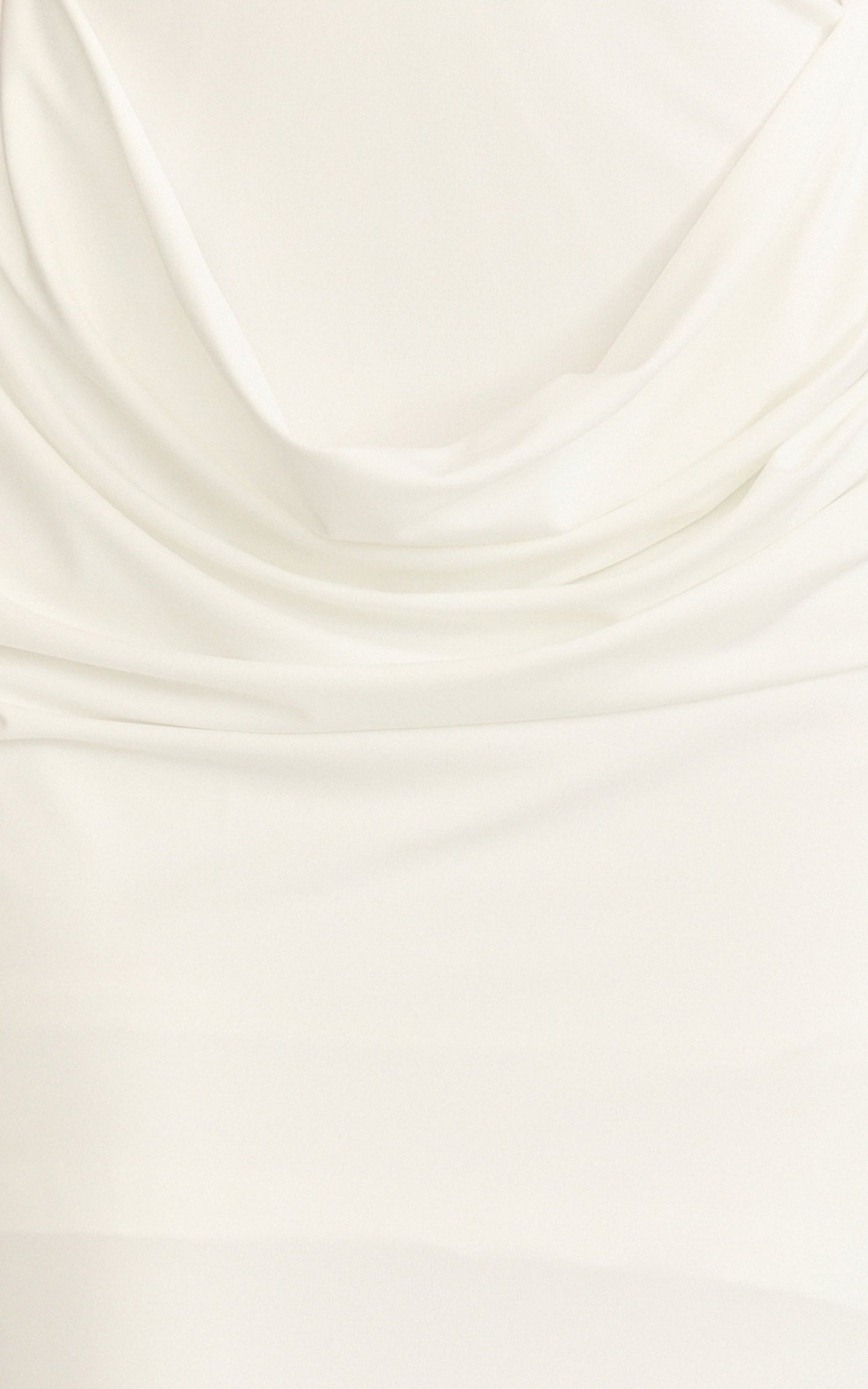 Heath Maxi Dress - Scoop Halter Neck With Drape Front Skirt Back Split Dress in Off White