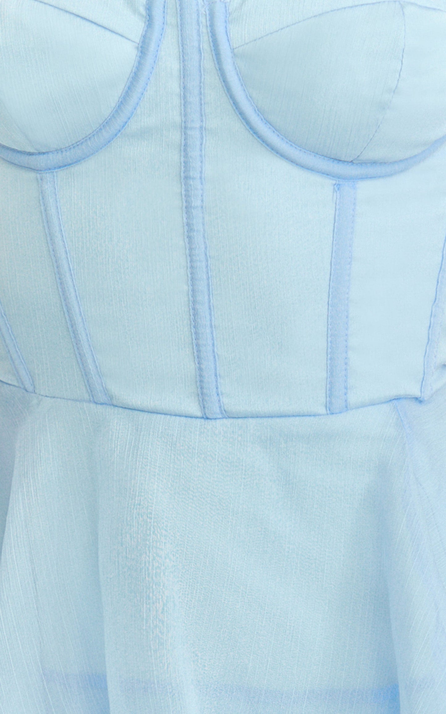 Idris Maxi Dress - Strapless Corset Bodice Lace Up Back Tiered Ruffle Dress in Soft Blue