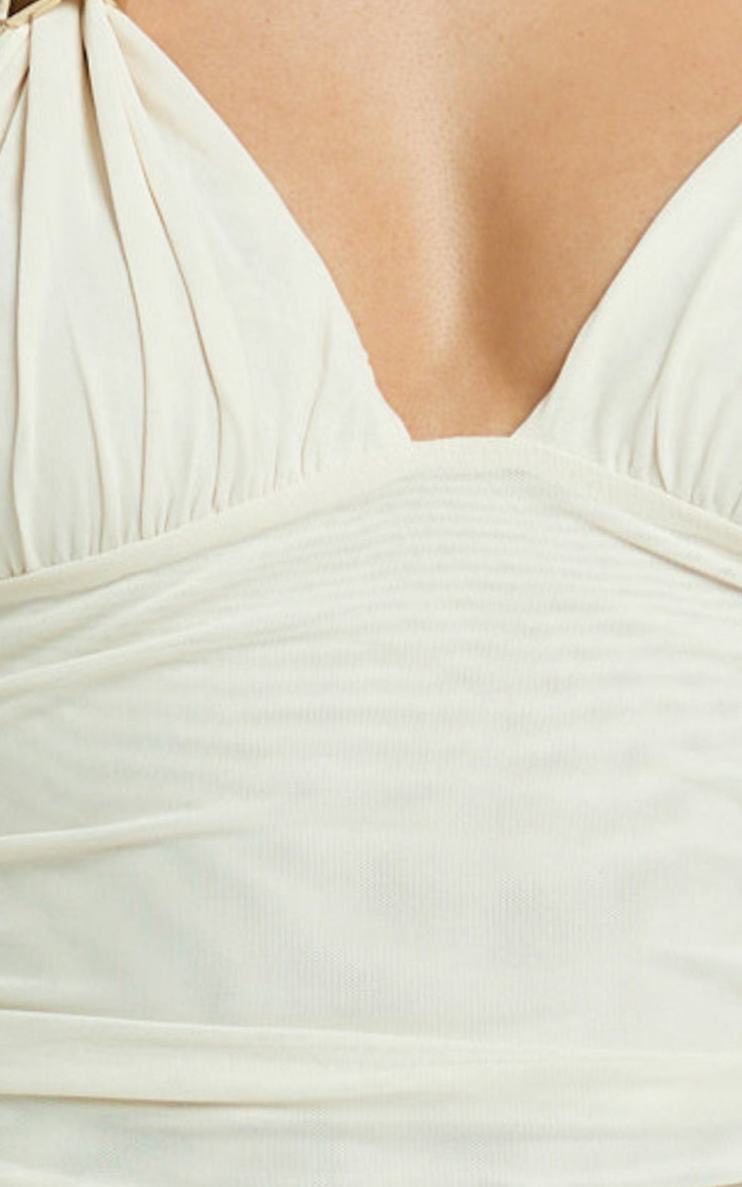 Imani Two Piece Top and Skirt Set - Hardware Detail Strappy Jersey Top And Asymmetric Skirt Set in Off White