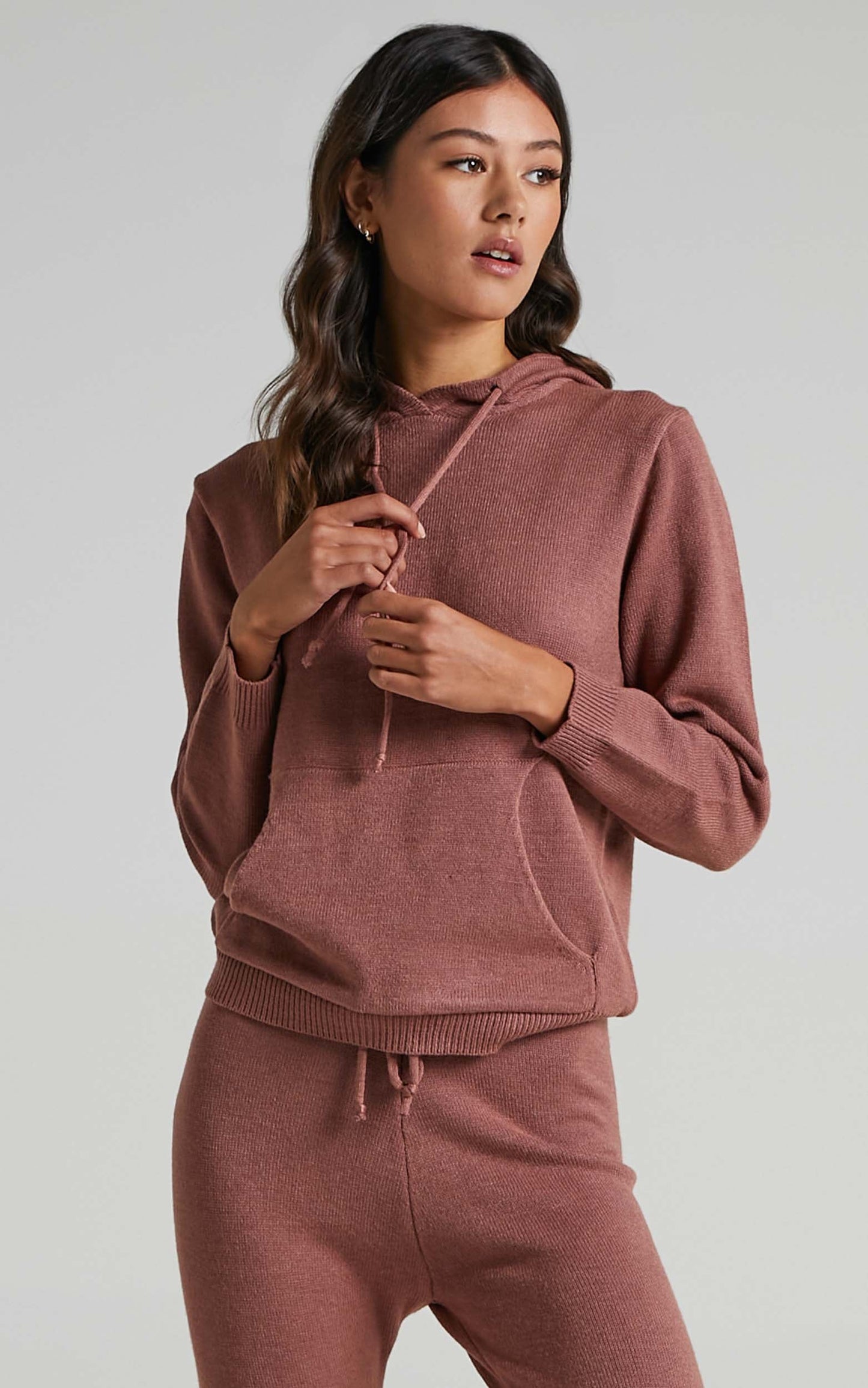 Imogen Knit Hoodie in Rust