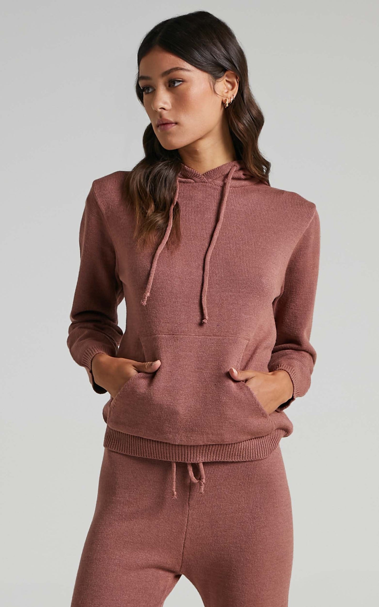 Imogen Knit Hoodie in Rust