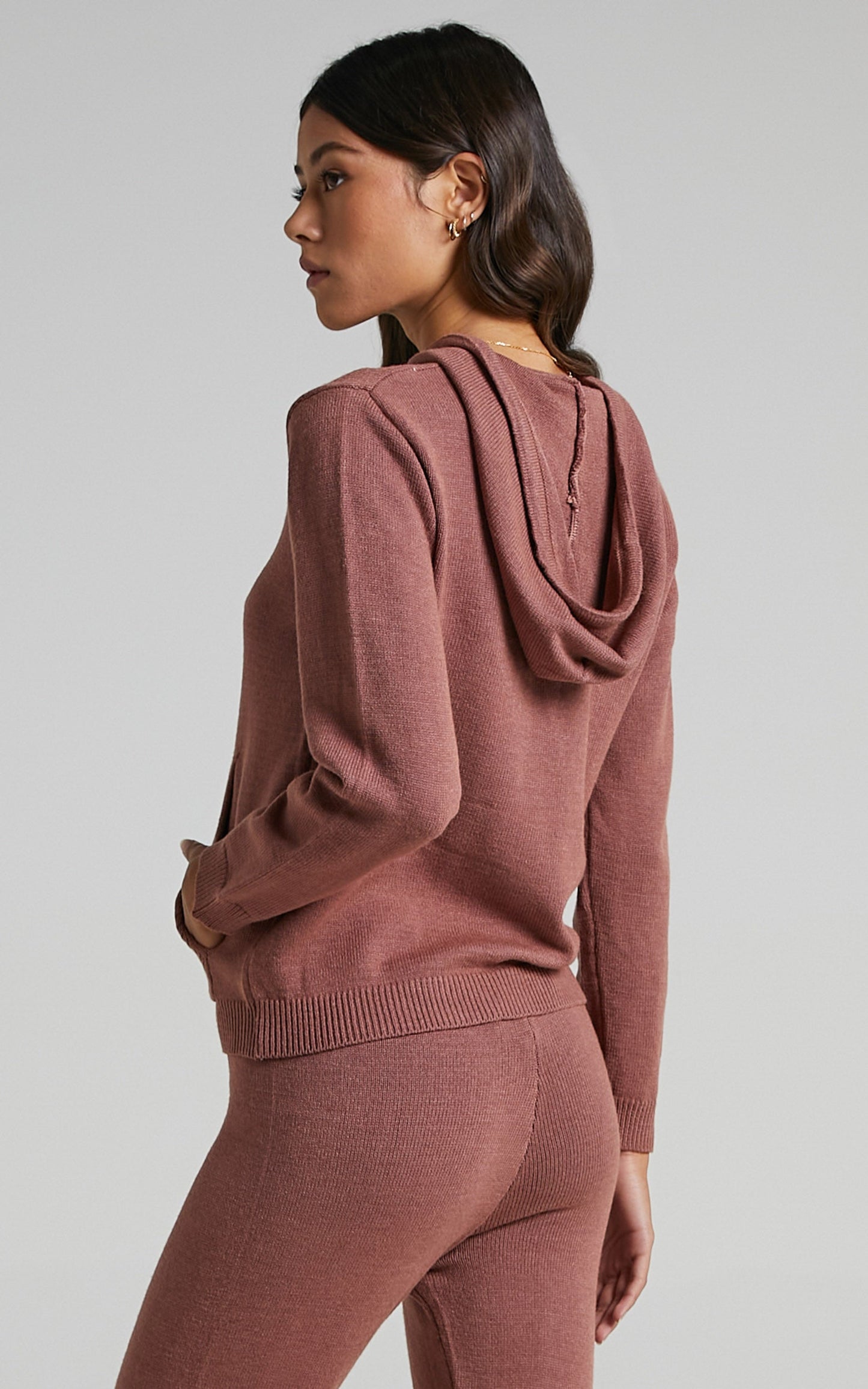 Imogen Knit Hoodie in Rust