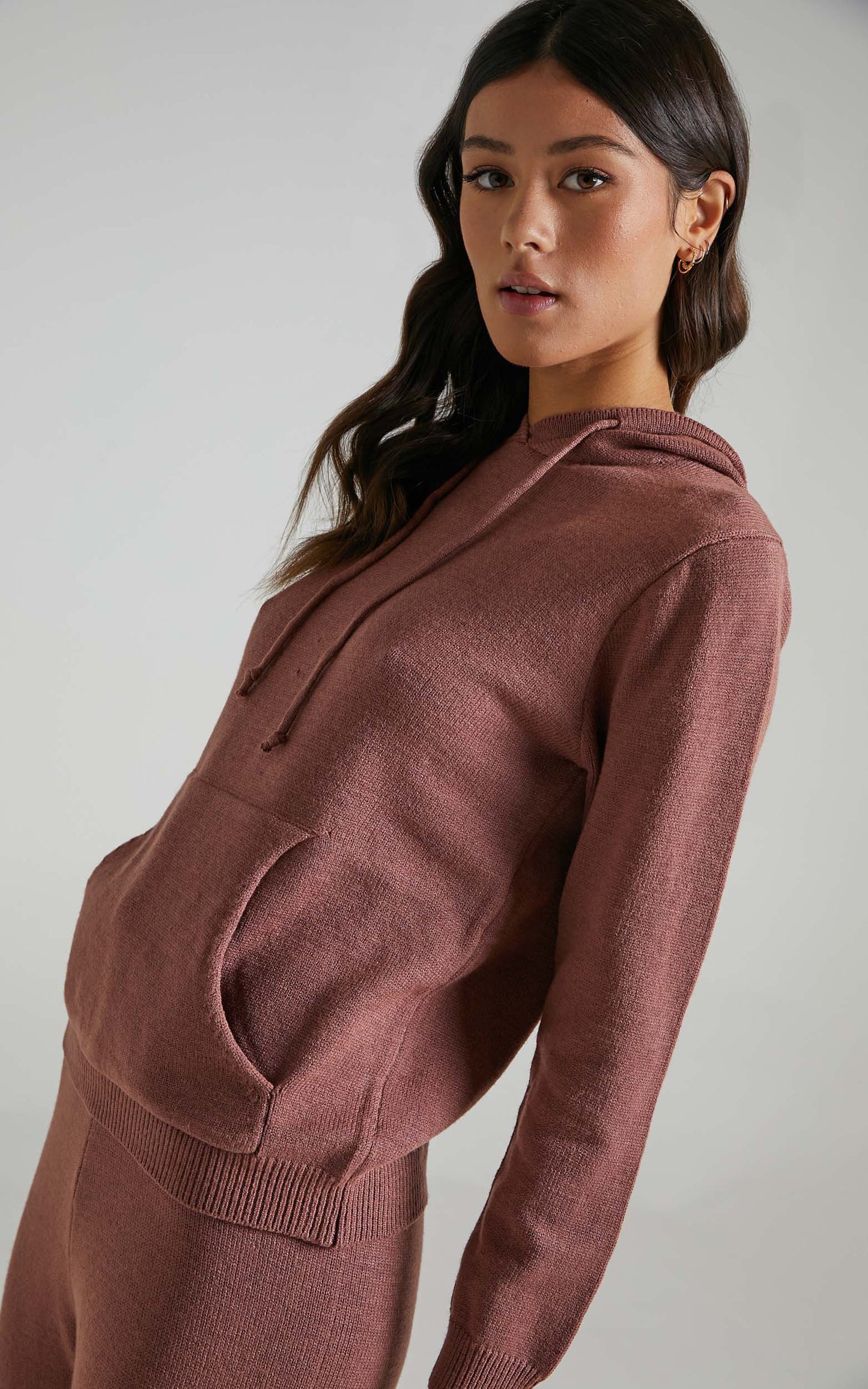 Imogen Knit Hoodie in Rust