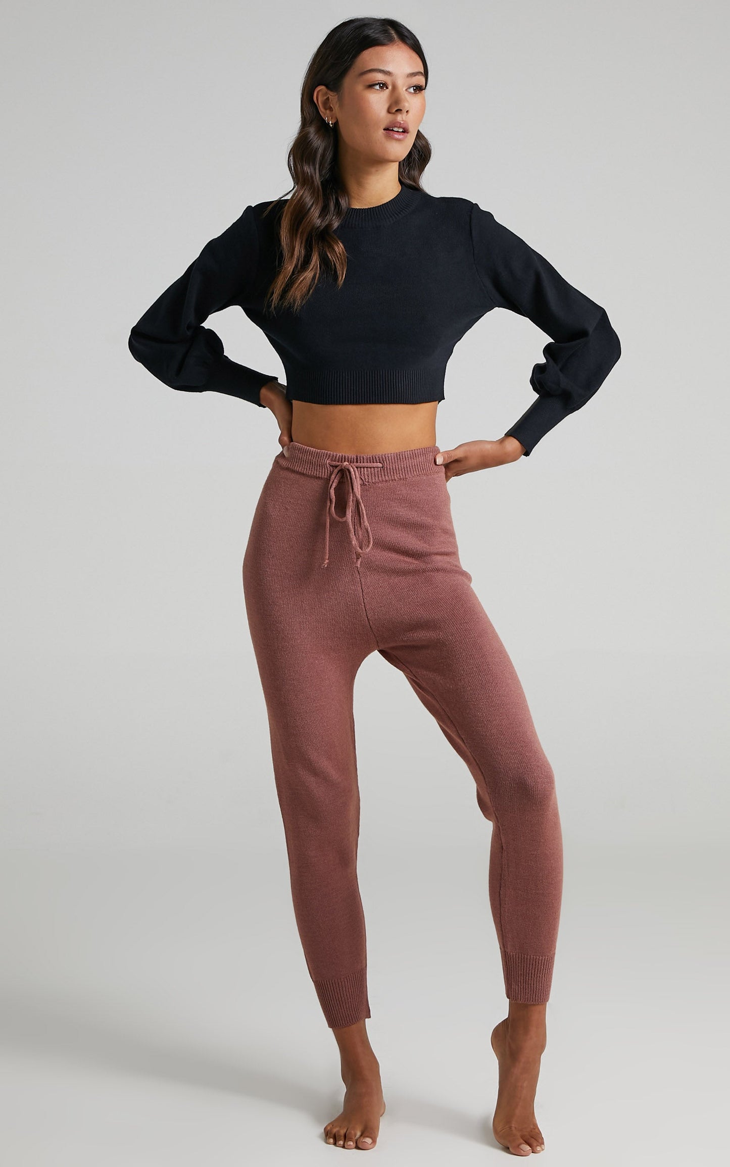 Imogen Knit Joggers in Rust