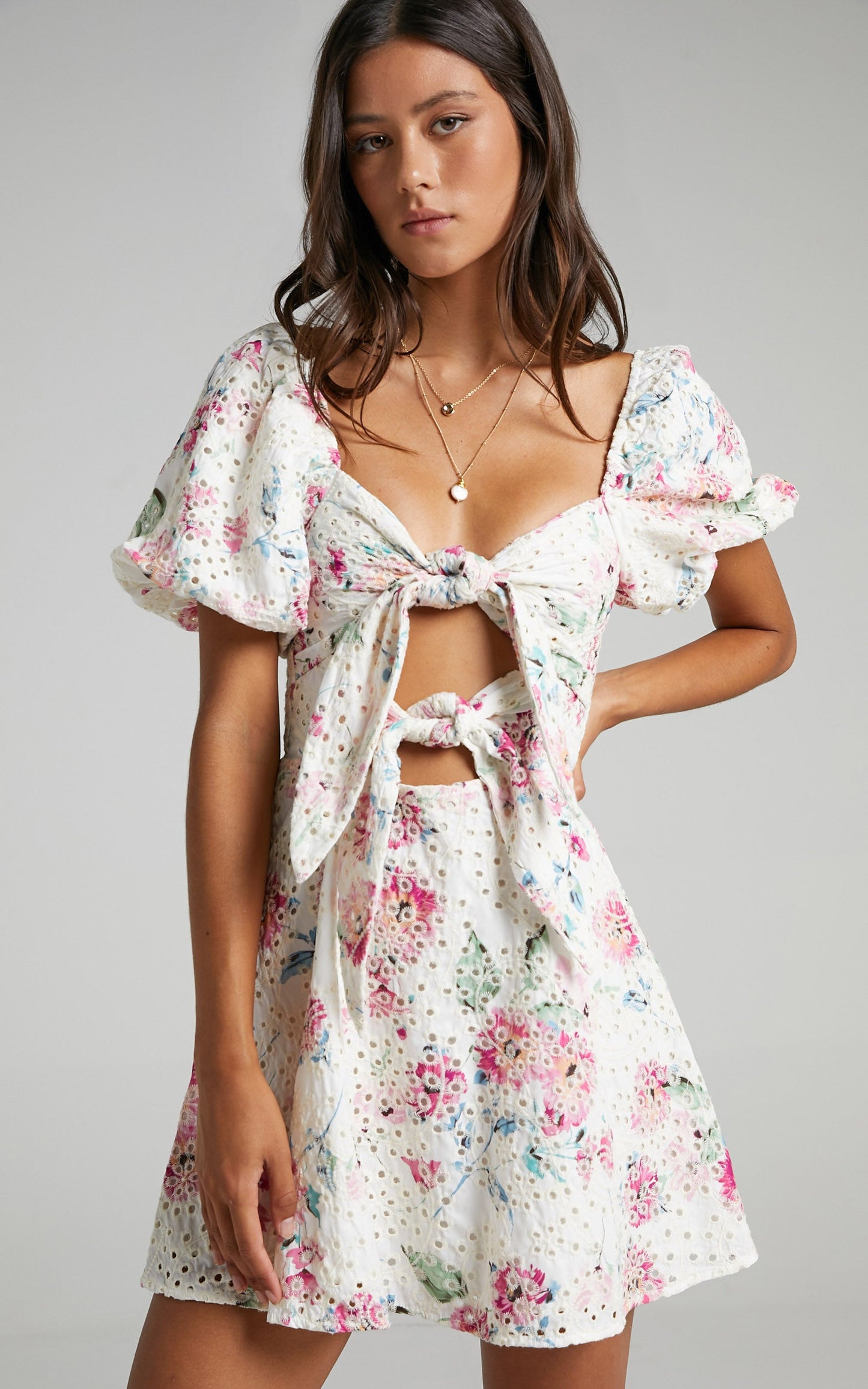 Inala Dress in White Floral